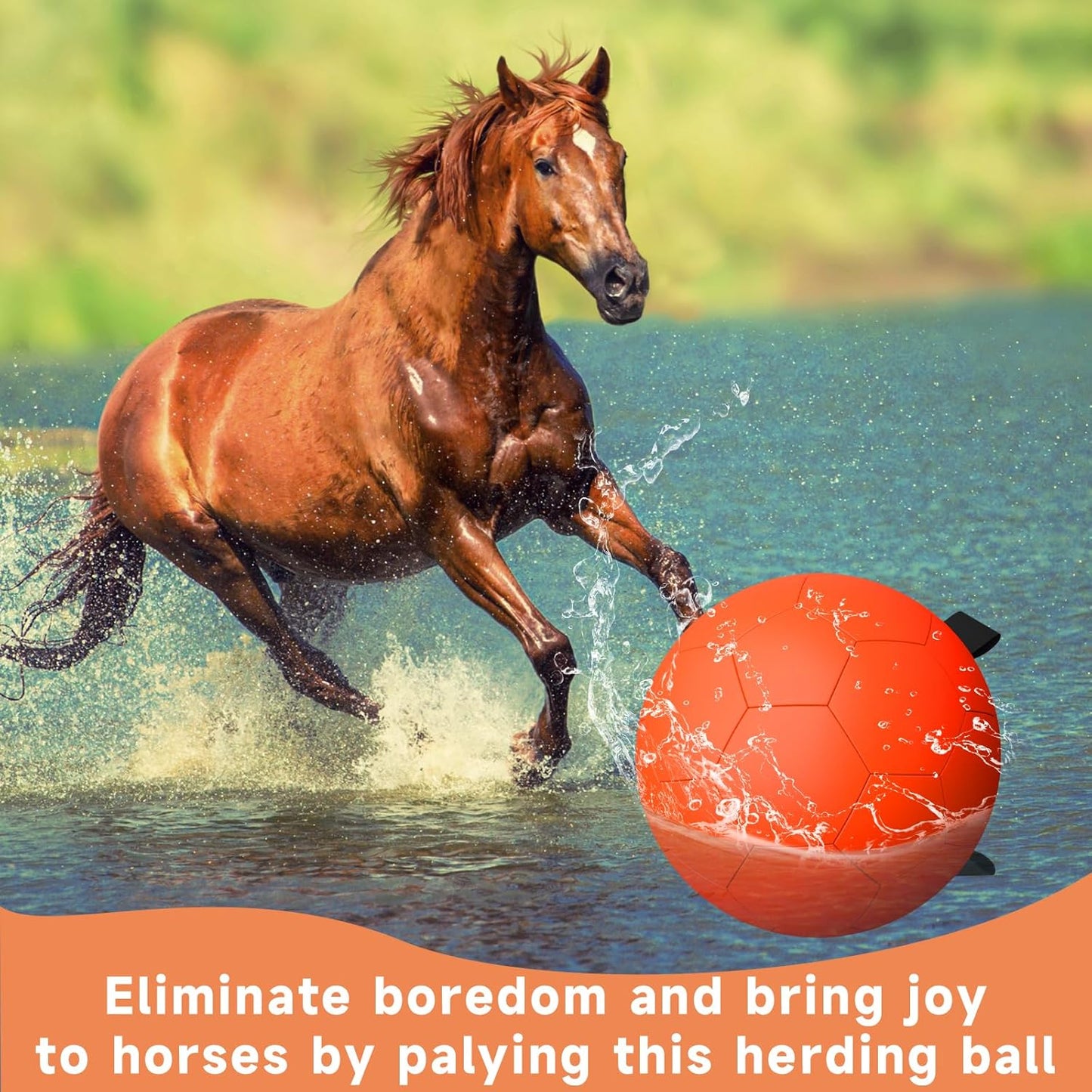 QDAN Herding Ball for Dogs, 25 inch Dog Balls with Straps, Giant Dog Toys Horse Toy, Dog Herding Ball for Australian Shepherd, Orange