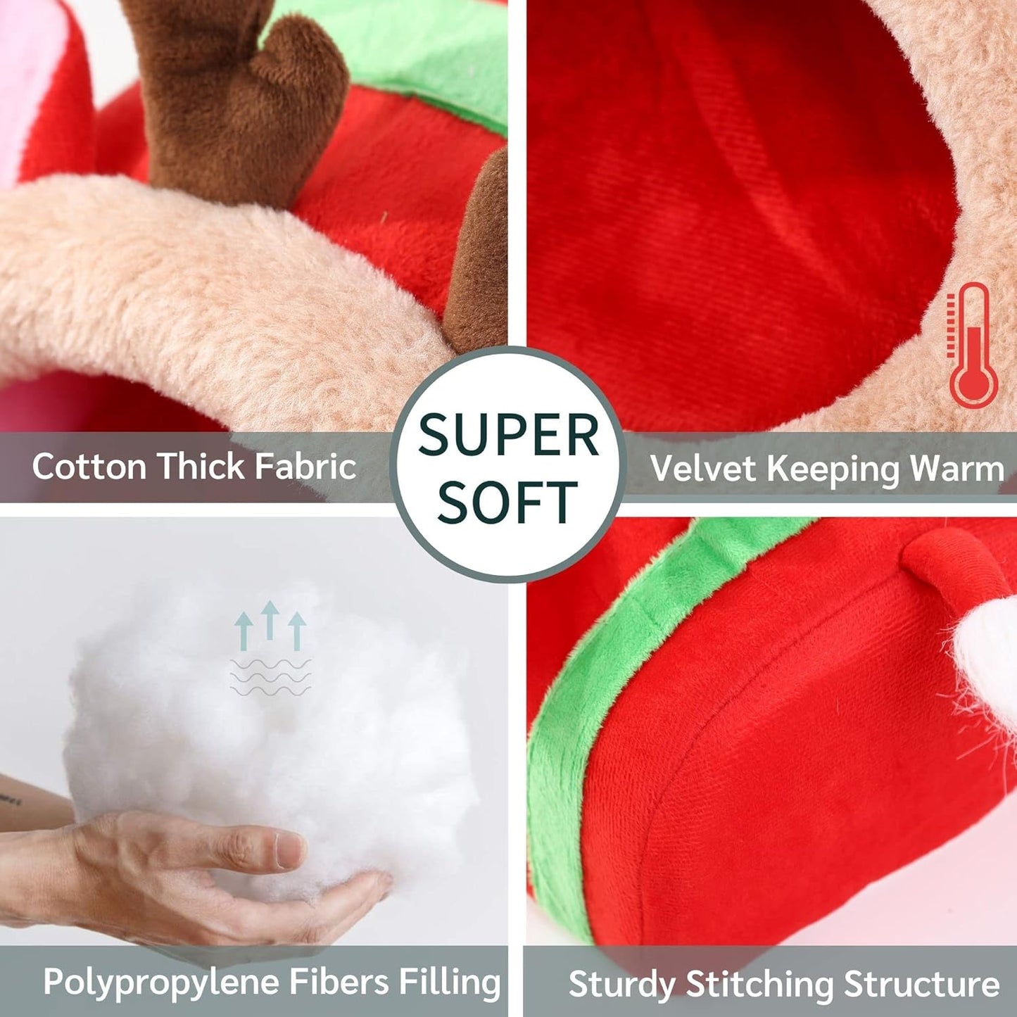 JanYoo Small Pet Gerbil Hedgehog Guinea Pig Bed Accessories Cage Toys Bearded Dragon House Hamster Supplies Habitat Ferret Rat for Christmas (XL, Reindeer)