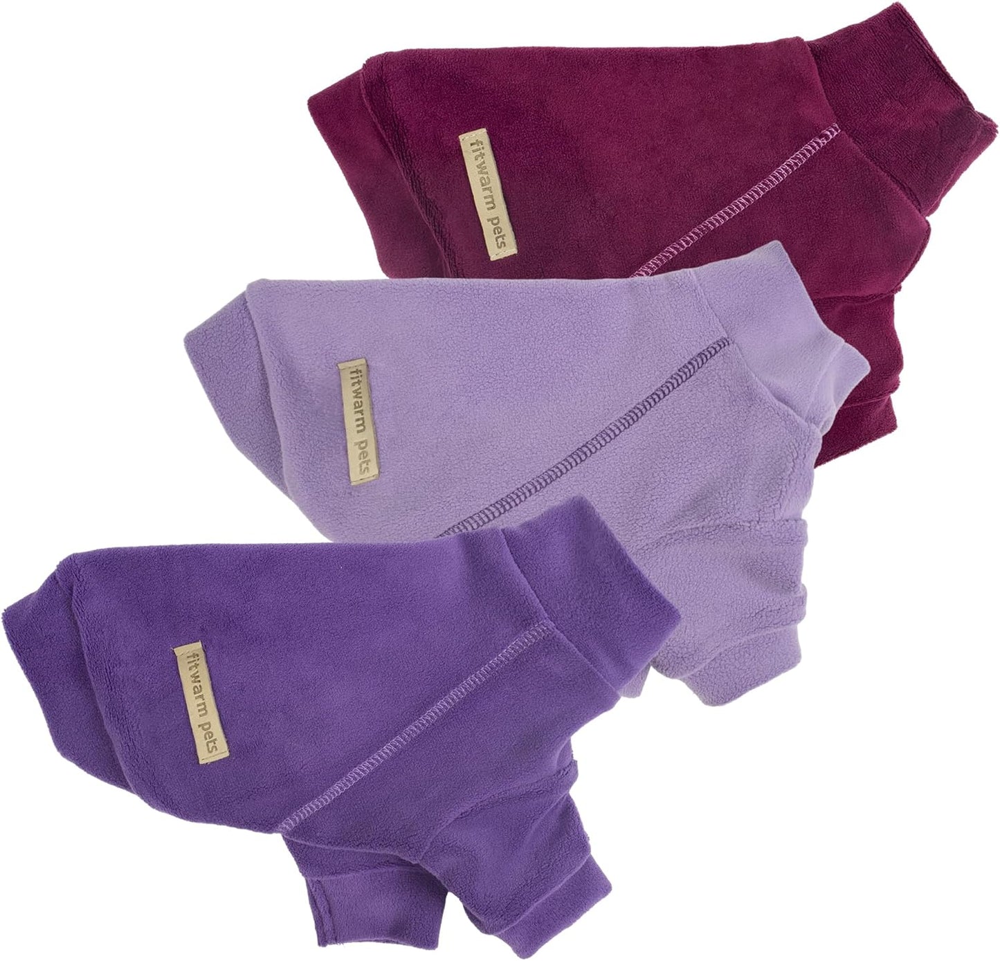 Fitwarm 3 Pack Classic Fleece Dog Sweater, Turtleneck Dog Sweatshirt, Dog Winter Clothes for Small Dogs Boy Girl, Pet Pullover Jumper, Cat Apparel, Purple, MediumPurple, Dark Red, Large