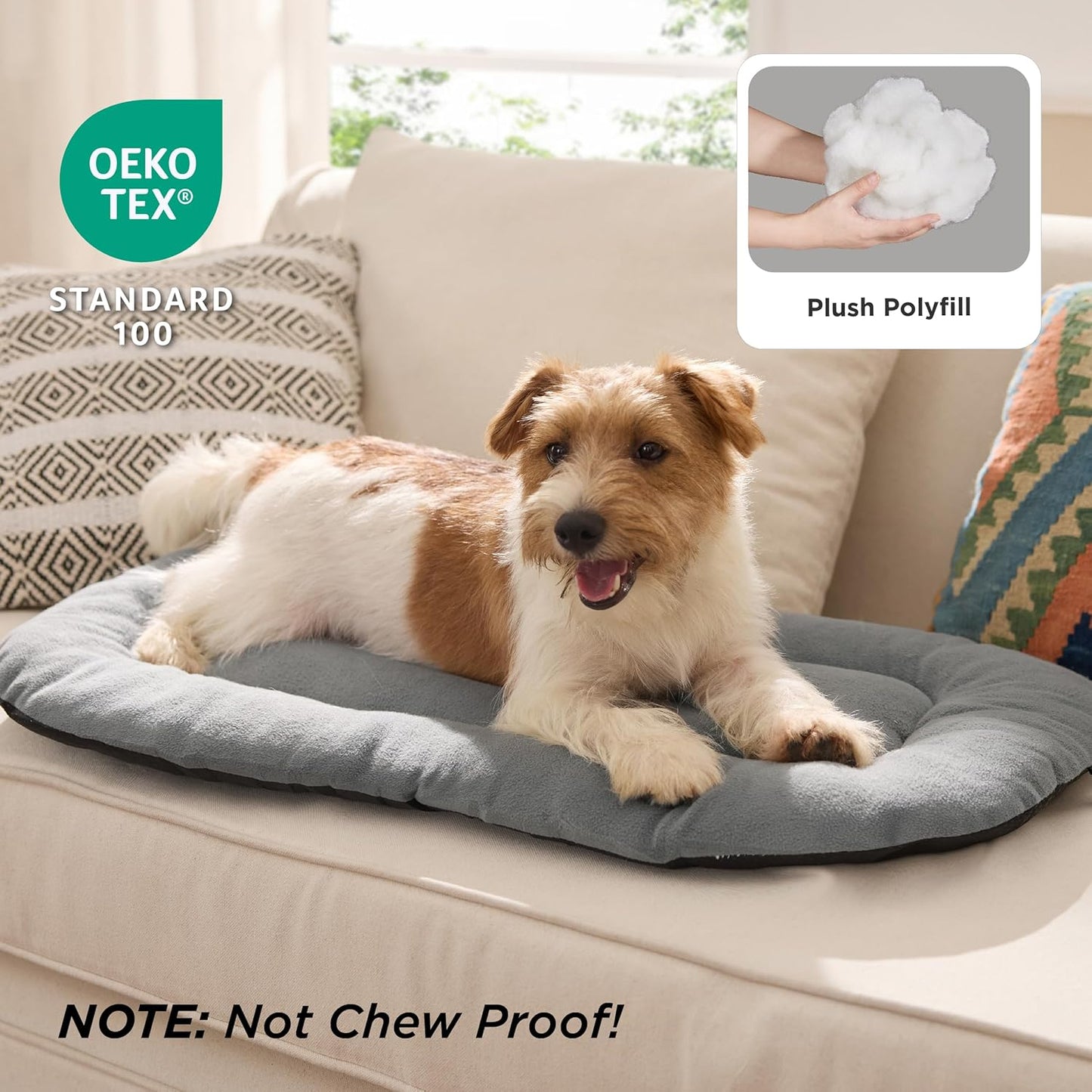 Bedsure Washable Dog Crate Pad for Extra Large Dogs, Anti-Slip Puppy Kennel Dog Bed for Crate - Ultra Soft Fleece Flat Thin Pet Mat (Not Chew Proof), Light Grey XXL 47"x29"