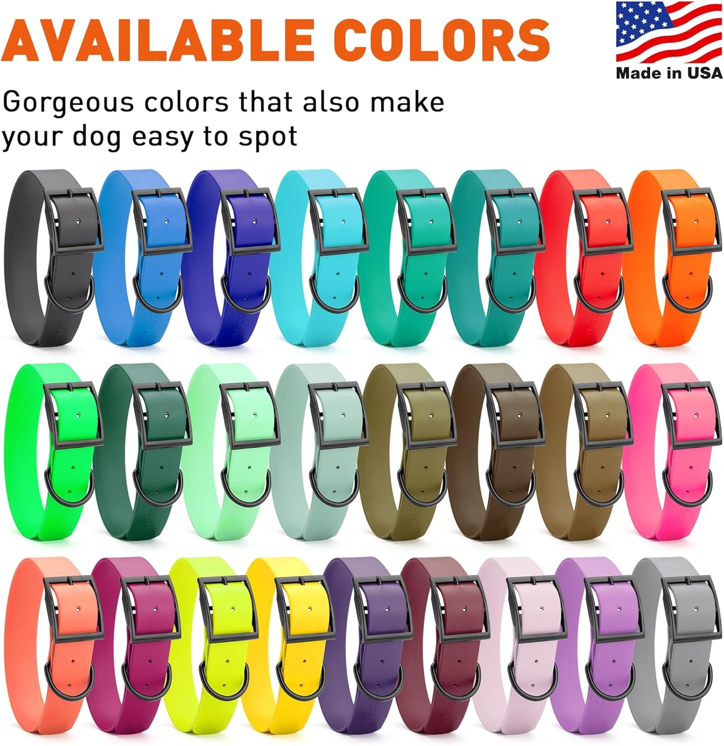 Dogline Biothane Waterproof Dog Collar Strong Coated Nylon Webbing with Black Hardware Odor- Proof for Easy Care Easy to Clean High Performance Fits Small Medium or Large Dogs, Magenta Pink