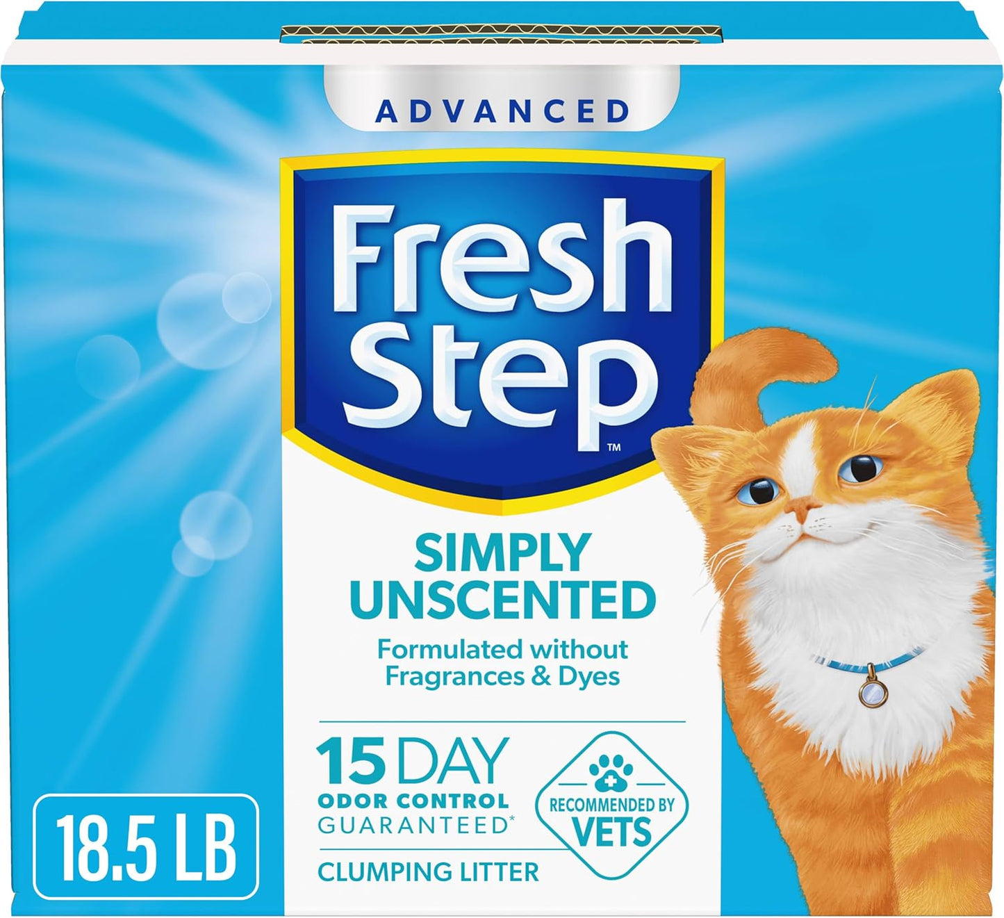 Fresh Step Advanced Simply Unscented Clumping Litter, Fresh Step Unscented Cat Litter Fights Odor on Contact, 18.5 lb. Box