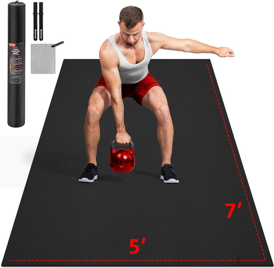 Extra Large Exercise Mat, 10'x6'/9'x6'/8'x6'/7'x5'/6'x4' (8mm/10mm) Thick Workout Mat for Home Gym Flooring, Garage, Shoe-Friendly, High-Density, MMA, HIIT, Weight Lifting, Cardio&Strength