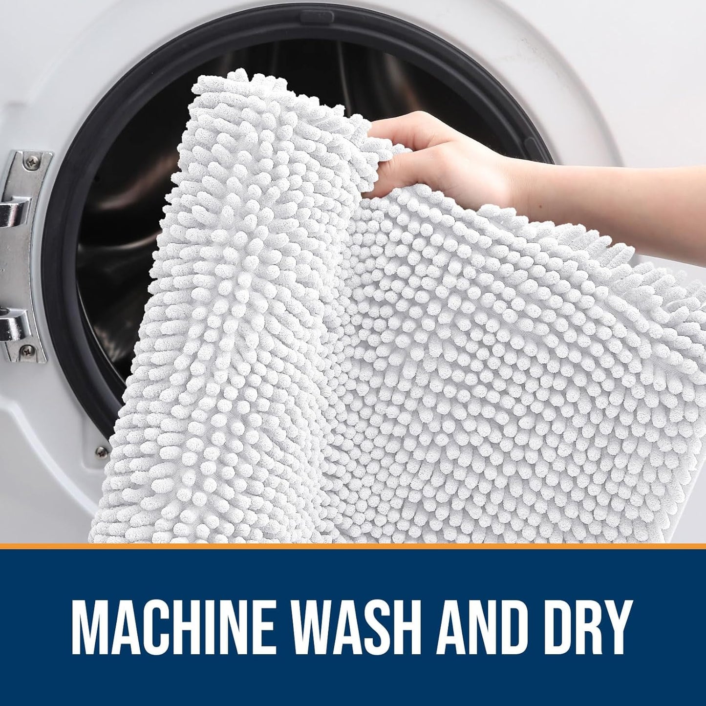 OLANLY Dog Door Mat for Muddy Paws 70x24, Absorbs Moisture and Dirt, Absorbent Non-Slip Washable Doormat, Quick Dry Chenille Mud Mat for Dogs, Entry Indoor Entryway Carpet for Inside Floor, White