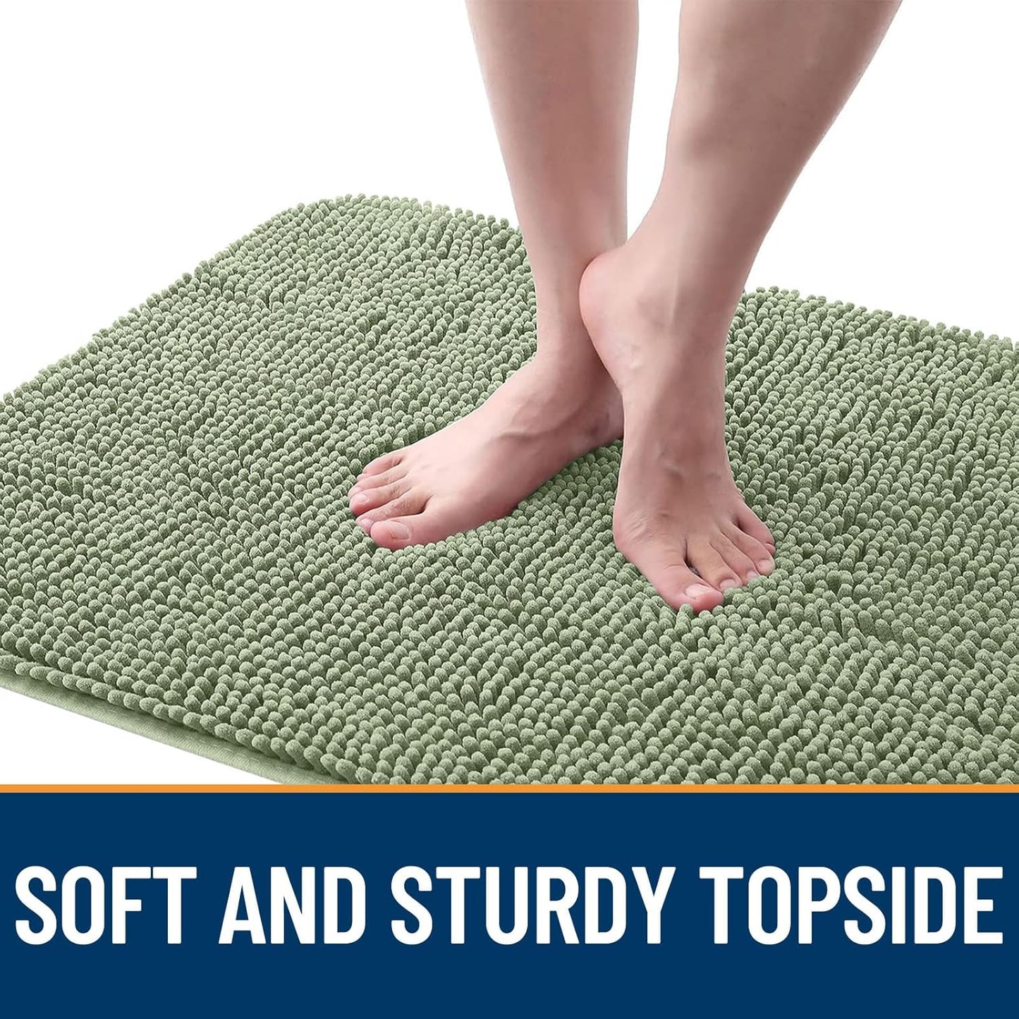 OLANLY Dog Door Mat for Muddy Paws 54x24, Absorbs Moisture and Dirt, Absorbent Non-Slip Washable Doormat, Quick Dry Chenille Mud Mat for Dogs, Entry Indoor Entryway Carpet for Inside Floor, Sage Green