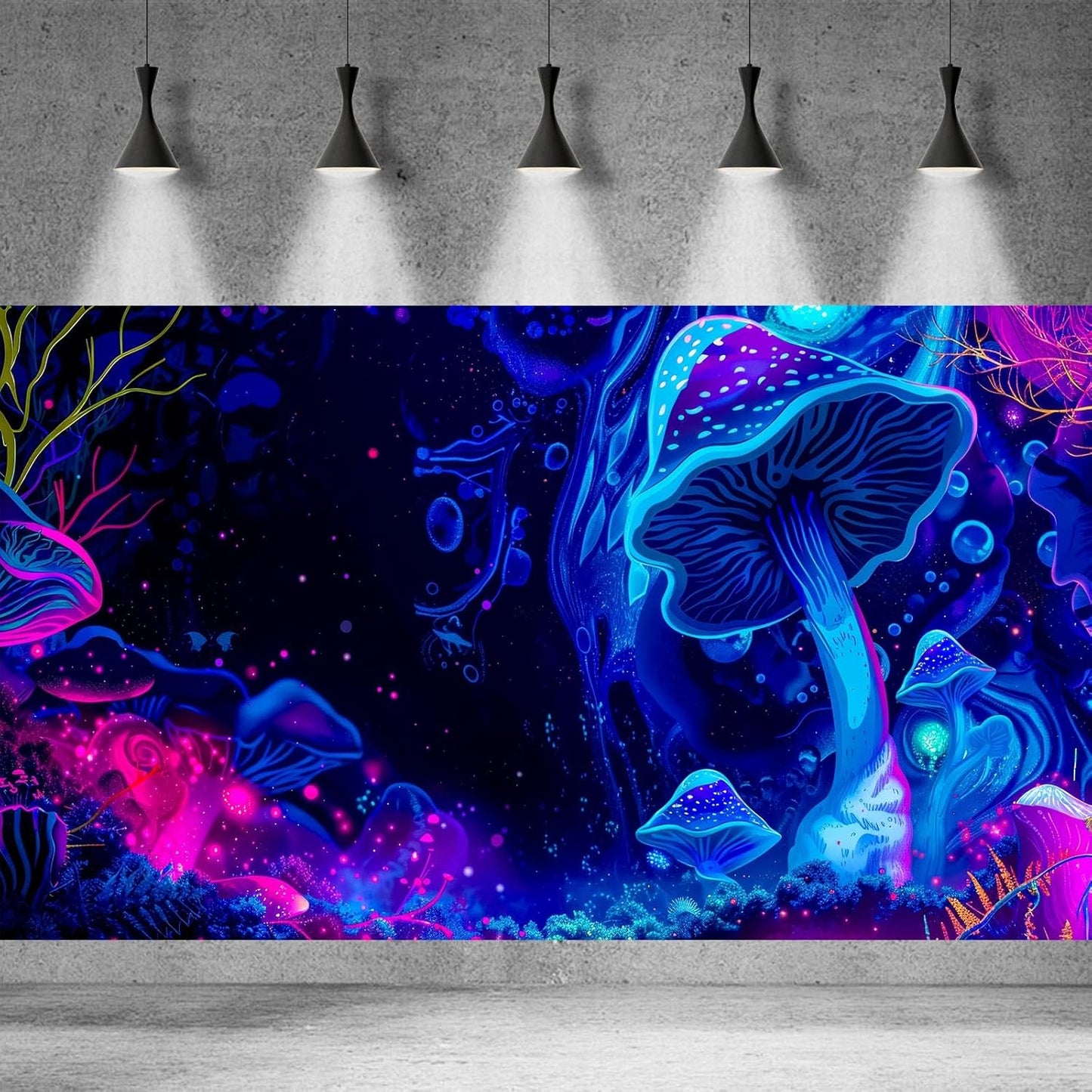 Fantasy Mushroom Forest Aquarium Background Abstract Cartoon Mushroom Reptile Tank Backgrounds Vibrant Jungle Mushrooms Theme Fish Tank Background Magic Mushrooms Reptile Enclosure Backgrounds 36x24in
