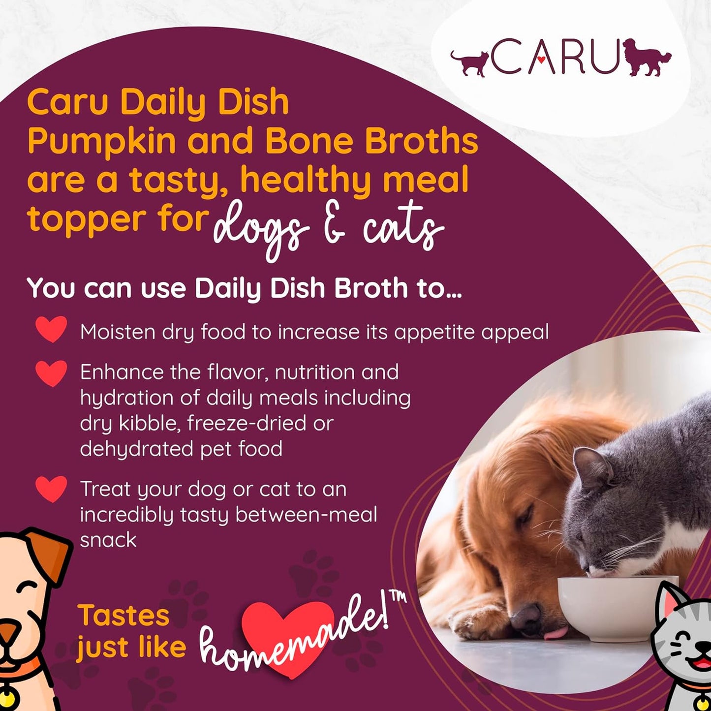 CARU Daily Dish Beef Broth Meal Topper for Dogs and Cats - 1.1 lbs.
