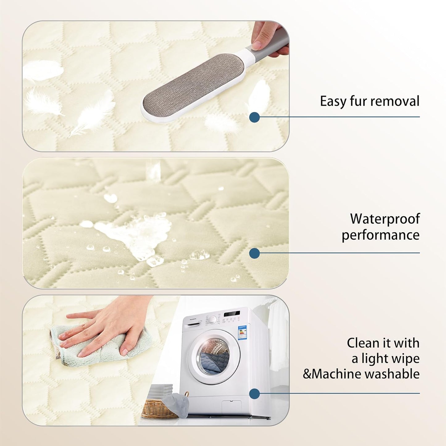 gogobunny 100% Double-Sided Waterproof Dog Bed Cover Pet Blanket Sofa Couch Furniture Protector for Puppy Large Dog Cat, Reversible (30x30 Inch (Pack of 1), Dark Cream/Light Cream)