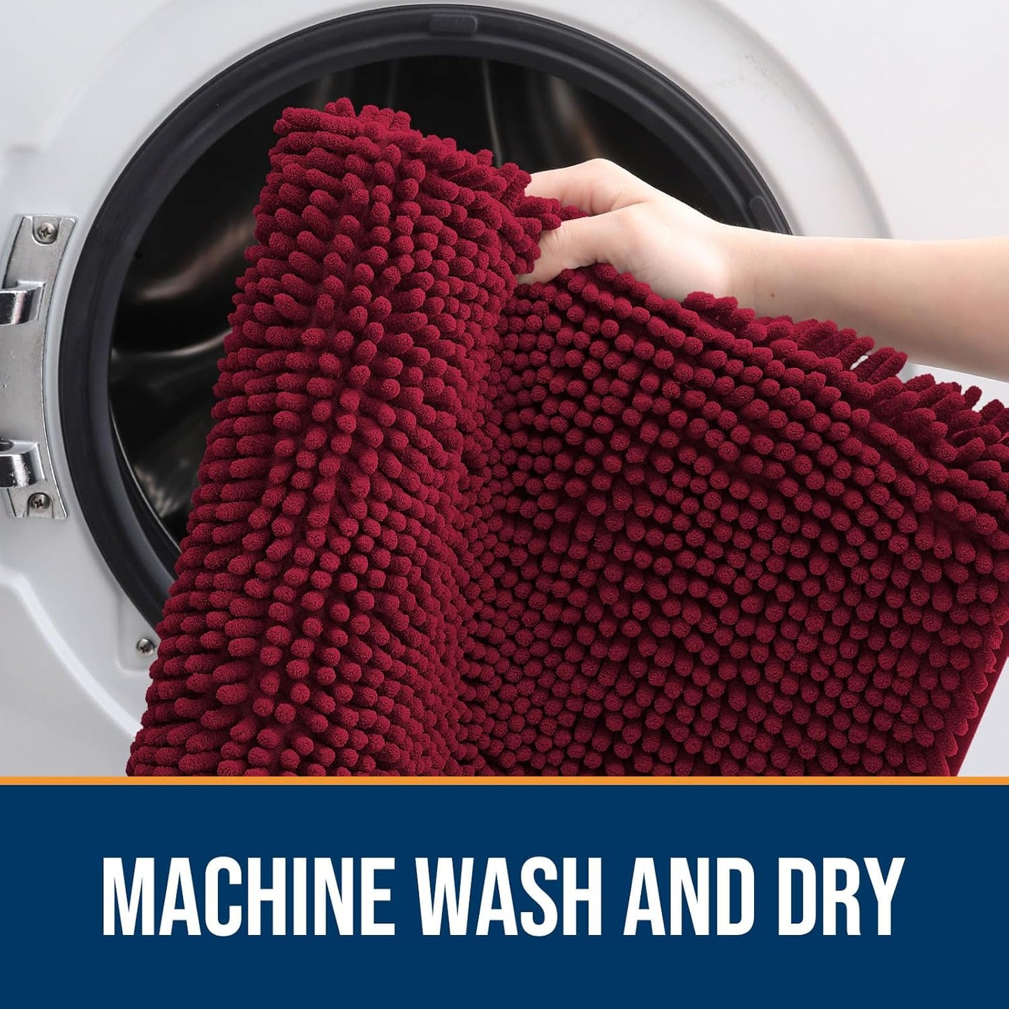 OLANLY Dog Door Mat for Muddy Paws 48x30, Absorbs Moisture and Dirt, Absorbent Non-Slip Washable Doormat, Quick Dry Chenille Mud Mat for Dogs, Entry Indoor Entryway Carpet for Inside Floor, Burgundy