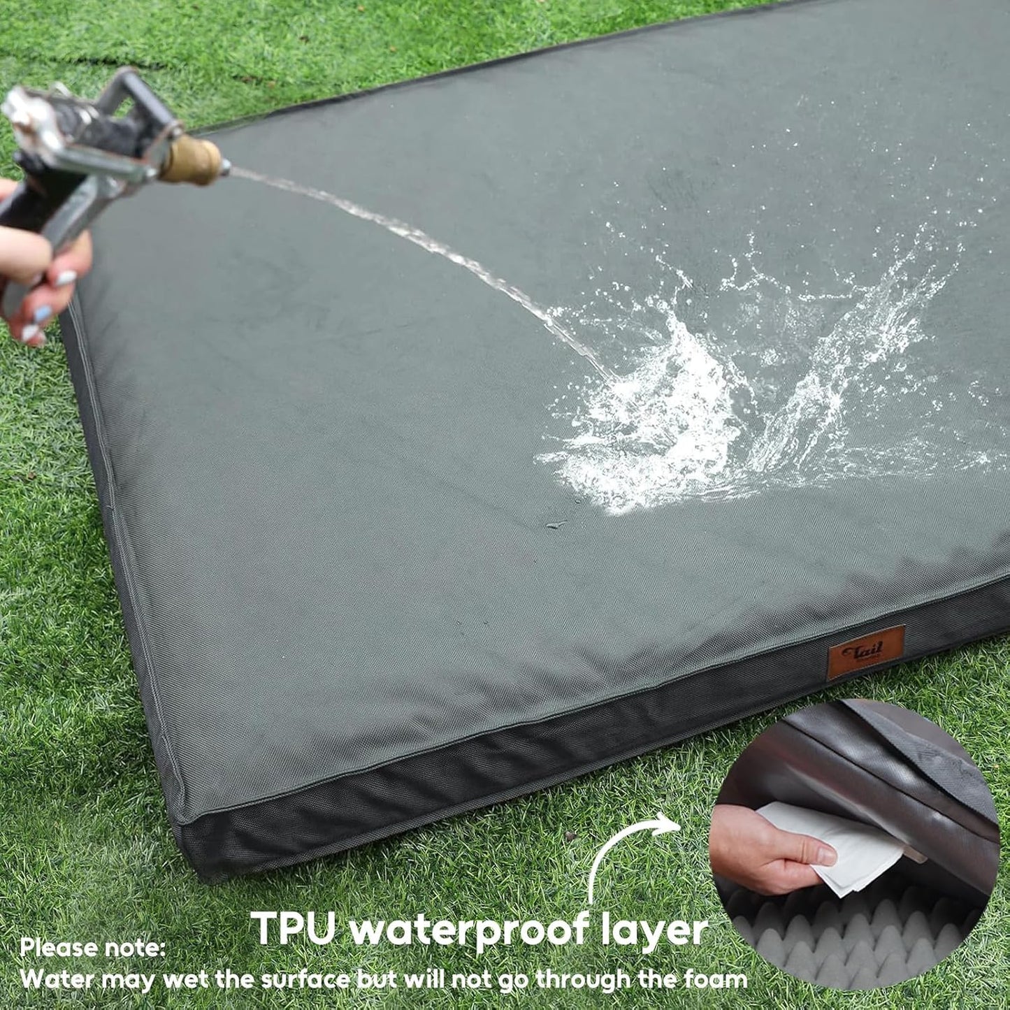 Orthopedic Dog Bed for Large Dogs, Big Waterproof Dog Bed Washable Pet Bed for Large Sized Dogs with Egg Crate Foam Pet Bed Mat, Removable Oxford Cooling Cover, Grey