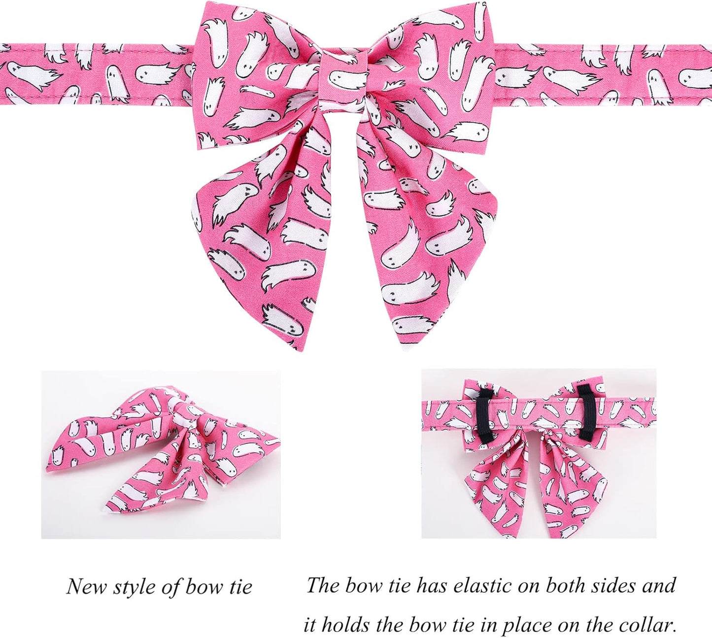 Lionet Paws Dog Collar with Bowtie, Halloween Bowtie for Dogs and Cats, Adjustable Comfortable Dog Collar Girl, S, Neck 10-16 in