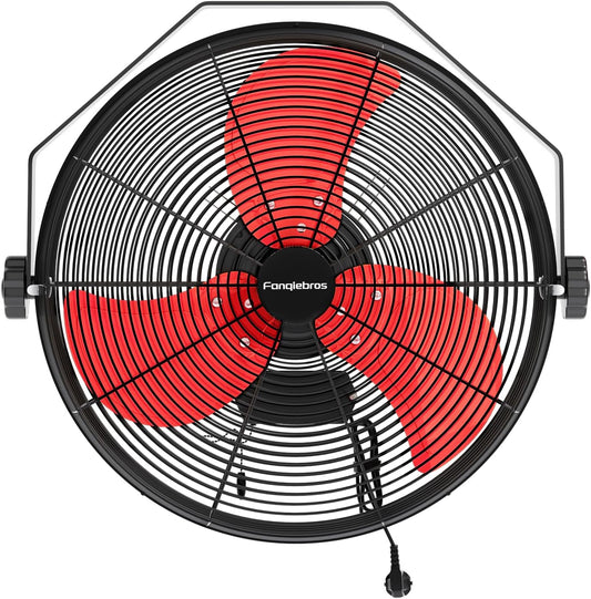 4580 CFM 18 inch High Velocity Wall Mounted Fan, 3-Speed Metal Fan with Sealed Motor, 360 Degree Tliting Heavy Duty Wall Fan for Patio, Barn, Garage, and Gazebo - UL listed