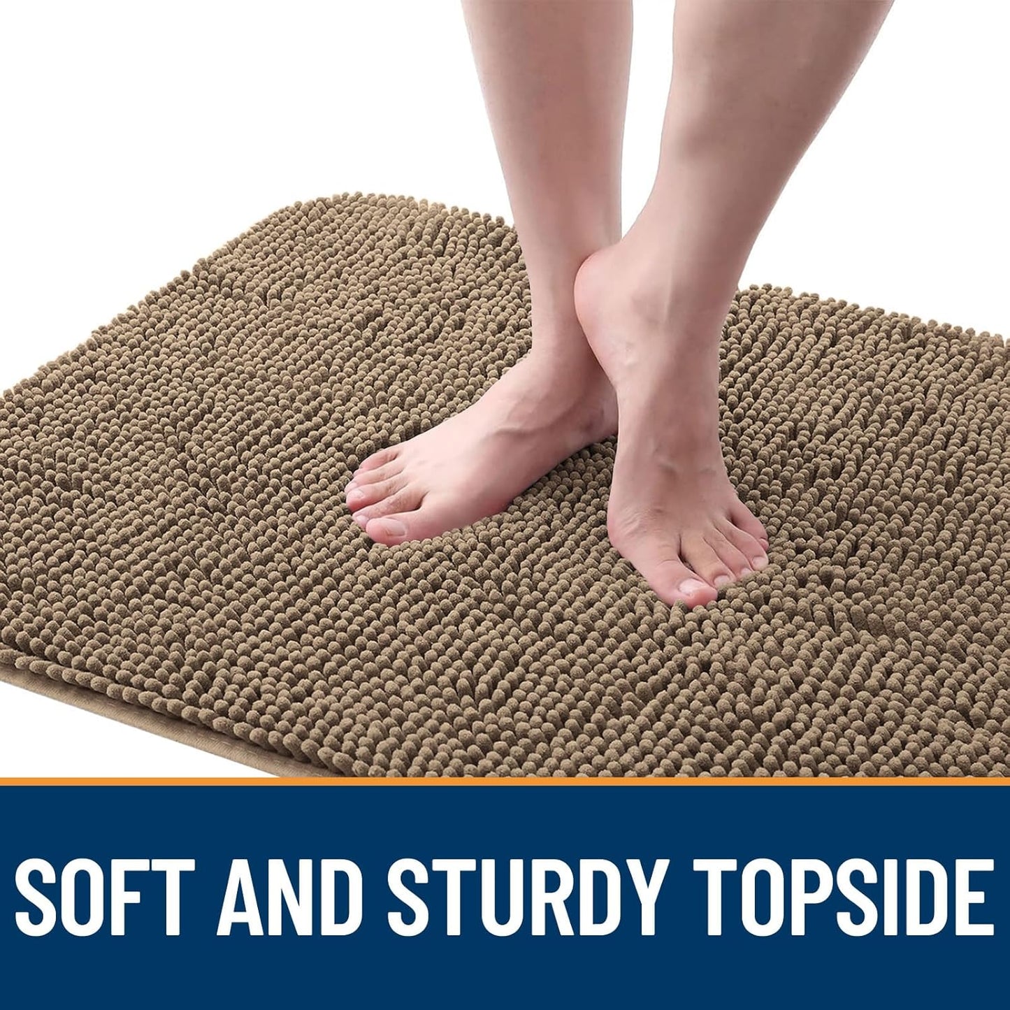 OLANLY Dog Door Mat for Muddy Paws 70x24, Absorbs Moisture and Dirt, Absorbent Non-Slip Washable Doormat, Quick Dry Chenille Mud Mat for Dogs, Entry Indoor Entryway Carpet for Inside Floor, Tan