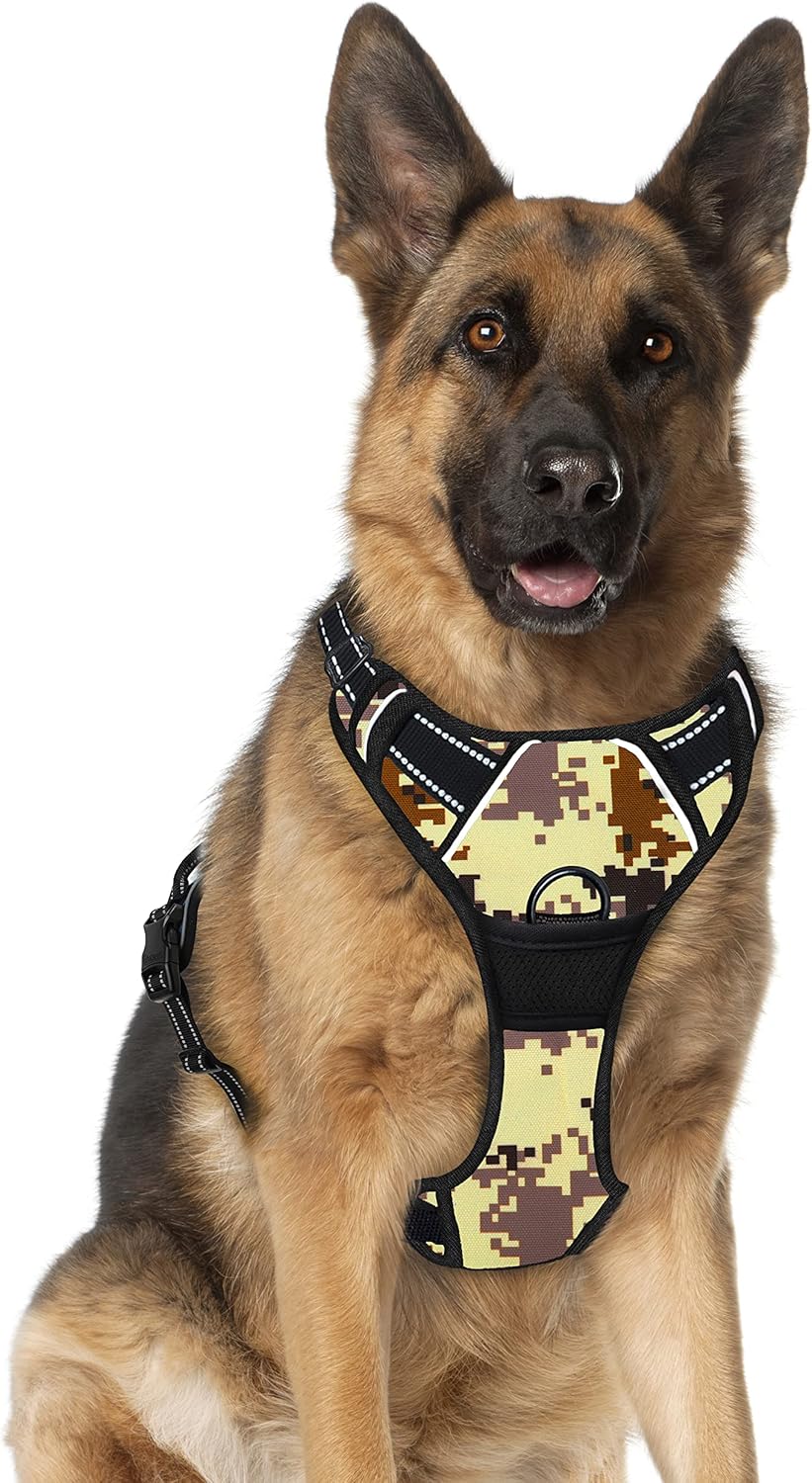 BARKBAY No Pull Dog Harness Large Step in Reflective Dog Harness with Front Clip and Easy Control Handle for Walking Training Running(Desert camo,XL)