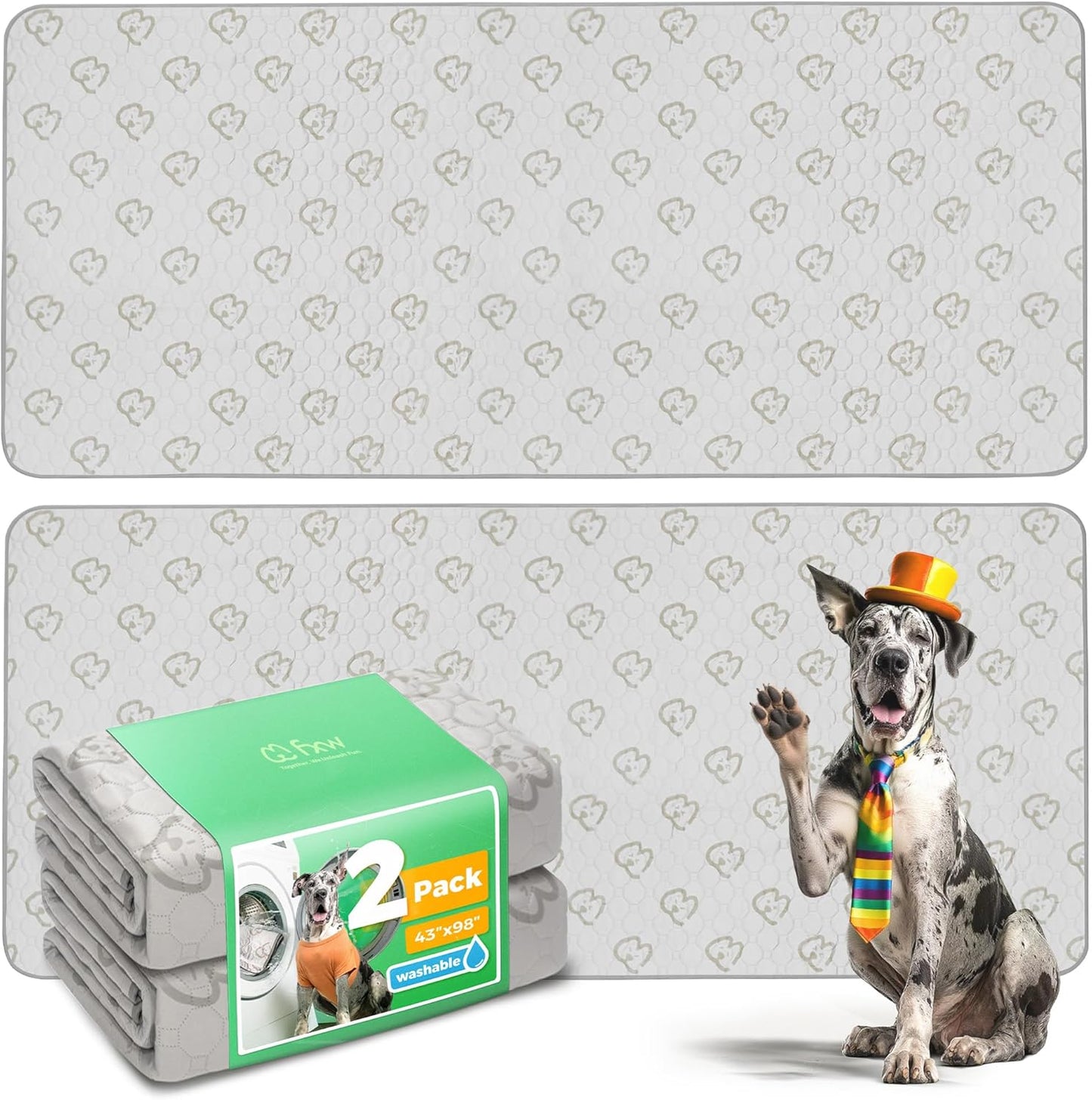 FXW Washable Pee Pads for Dogs, Puppy Pads with Super Absorbent, Specifically Designed for FXW Rollick/Homeplus 32/40/45inch 8 Panels Dog Playpen, 98" × 43" Rectangle, Khaki, 2 Packs