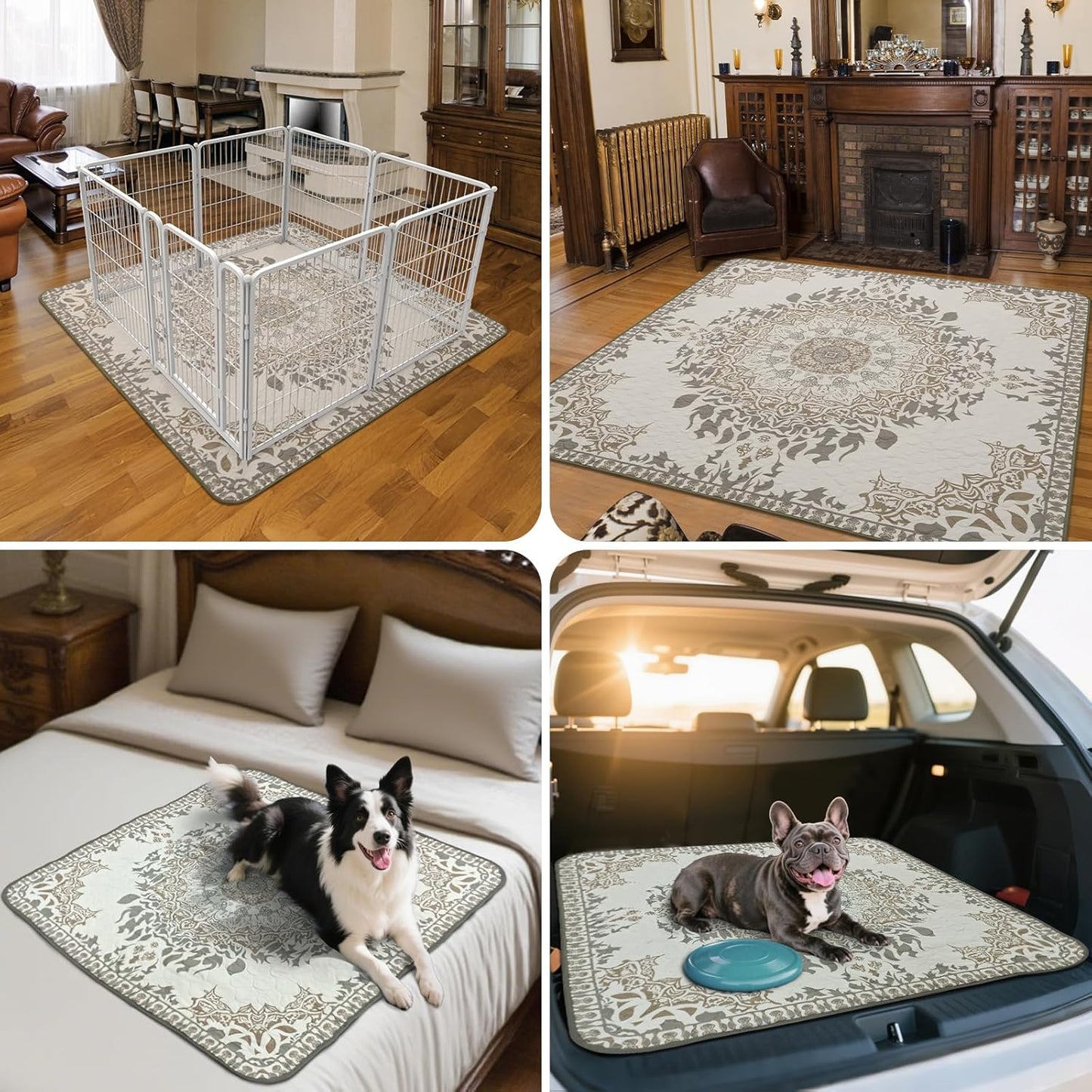 FXW Washable Pee Pads for Dogs, Puppy Pads with Super Absorbent, Specifically Designed for FXW Rollick/Homeplus 24 inch 8 Panels Dog Playpen, 63" Square, Boho, 1 Pack