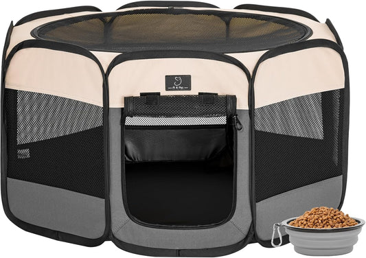 A4Pet Portable Kitten Playpen for Cats, 27" Foldable Pet Playpen for Puppy/Cat/Rabbit/Chick, with Removable Zipper Top & Mesh Panel(11”W × 7.5”H)