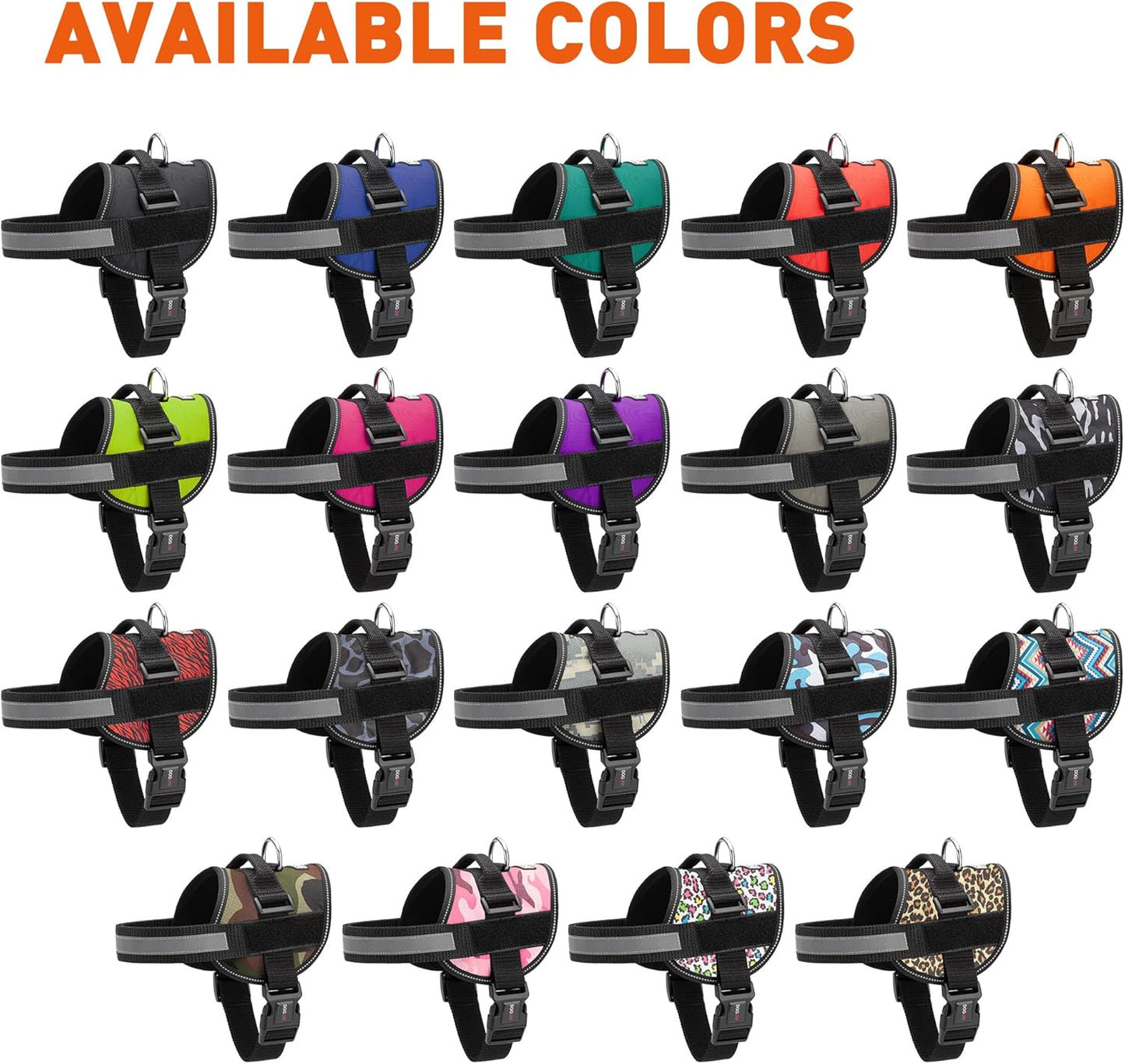 Dogline Dog Harness, Reflective No-Pull Adjustable Vest with Handle for Walking, Training, Breathable, No - Choke Harness for Small, Medium or Large Dogs Room for Patches Leopard Rainbow L 27"-34"