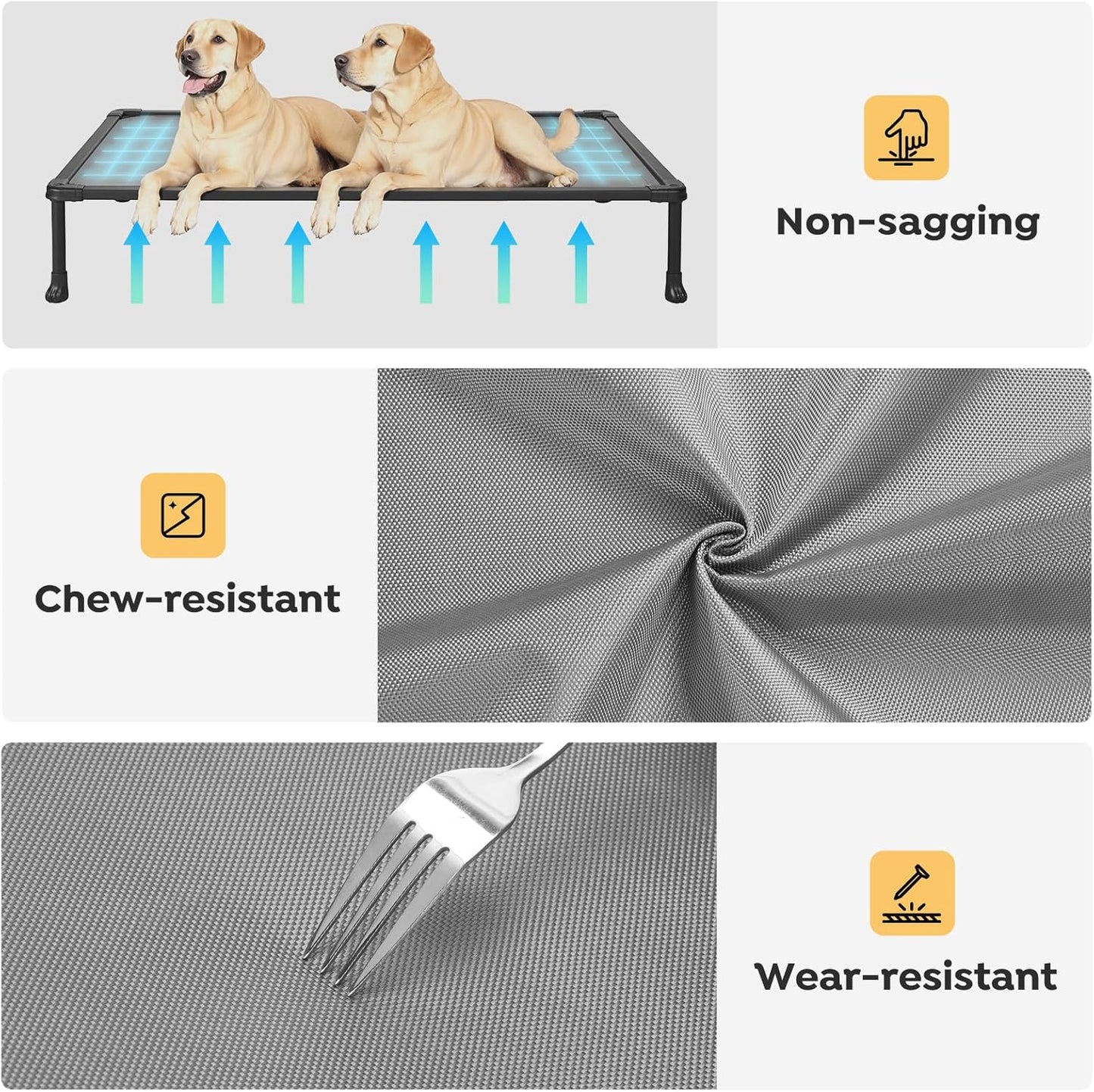 Veehoo Chew Proof Dog Bed, Non-Chewable Cot for Large Dogs, Anti-Scratch Durable Hammock Raised Place for Training Platform, Outdoor Cooling Off Ground, CWC2420ACP