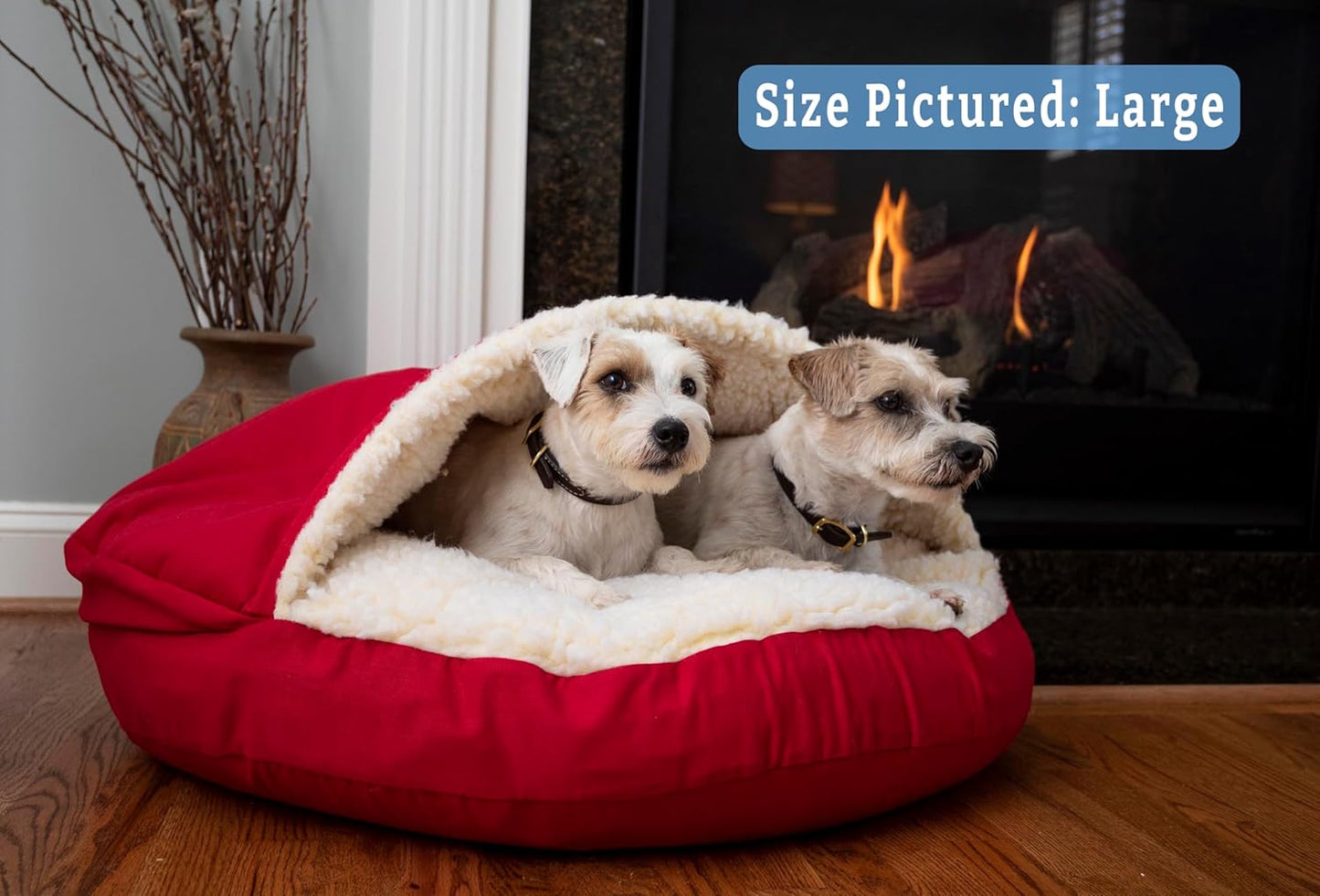 Snoozer Classic Poly-Cotton Cozy Cave Pet Bed, Extra Large, Red