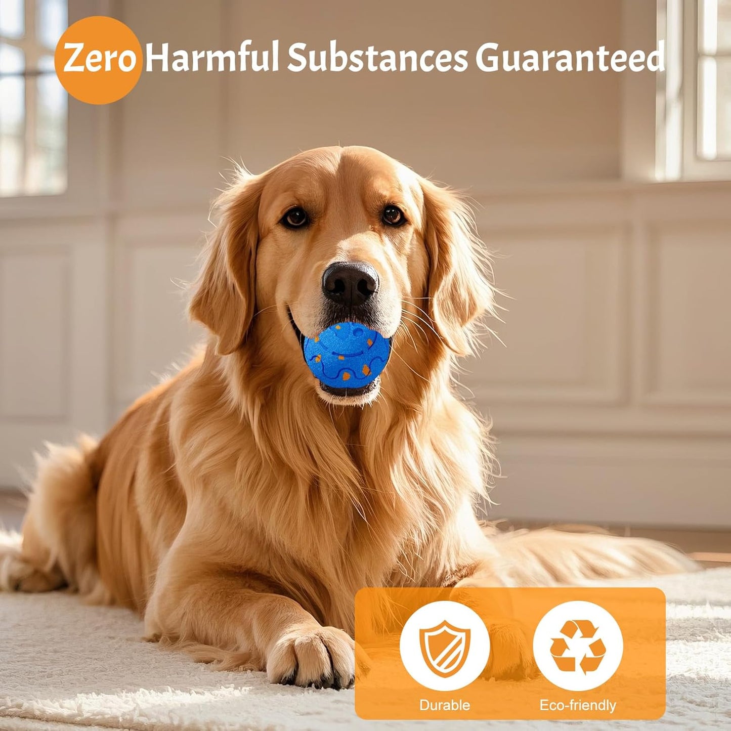 Dog Balls: Interactive Dog Ball, Self-Moving Dog Toy with Auto-Rolling & Bouncing, E-TPU Material, IP54 Waterproof, Motion-Activated, for Small/Medium/Large Dogs (Blue)