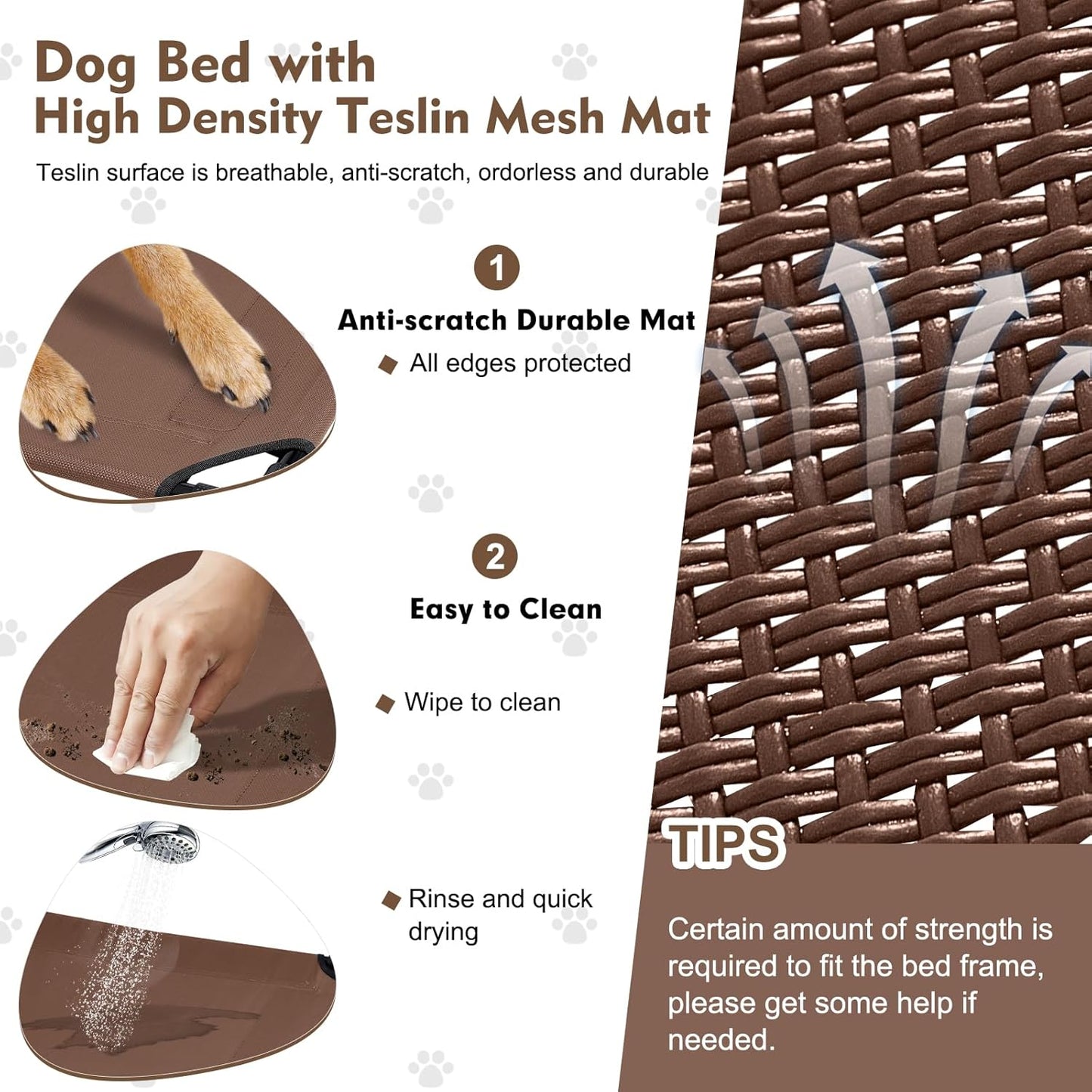 Upgraded Elevated Dog Bed with Canopy, Portable Raised Outdoor Dog Bed with Stable Anti-Slip Feet, Raised Wider Shade Pet Bed Cot for Large Dogs Camping, Indoor & Outdoor Use