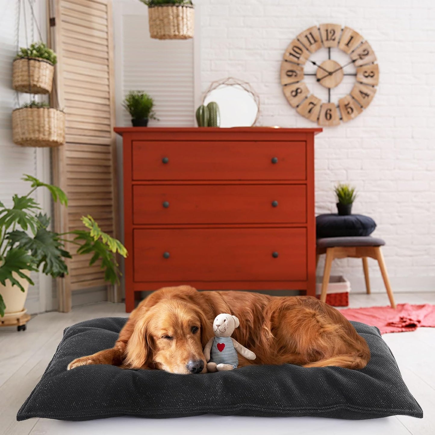 MABOZOO Chew Proof Indestructible Dog Beds for Aggressive Chewers,Durable Dog Crate Pad,Washable Tough Pet Mats for Kennel,Black,M 18x29 in