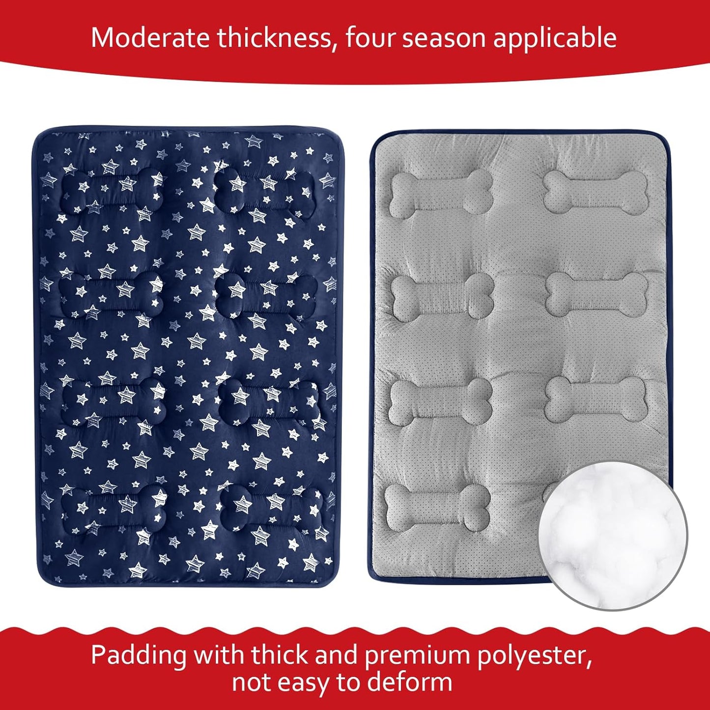 Dog Crate Mat (36" X 23"), Soft Dog Bed Mat with Cute Prints, Personalized Crate Pad, Anti-Slip Bottom, Machine Washable Kennel Pad