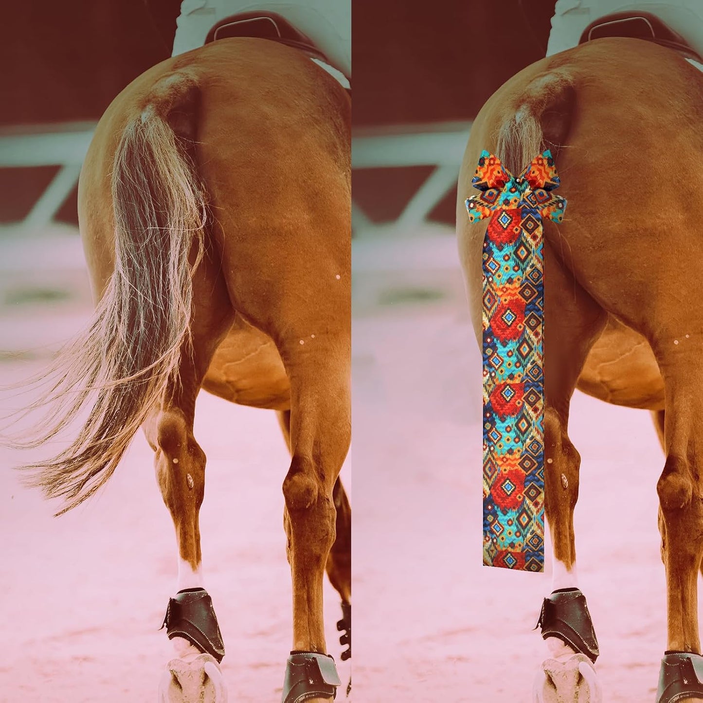 6 Pcs Horse Tail Bag Breathable Guard 22" Slip on Horse Care Tail Wrap 2 Strand Closure Straps Grooming Supplies to Keep from Dirt Breakage Rubbing 6 Designs(Vintage Style)