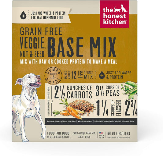 The Honest Kitchen Human Grade Dehydrated Grain Free Veggie, Nut & Seed Base Mix for Dogs 3 lb - Kindly