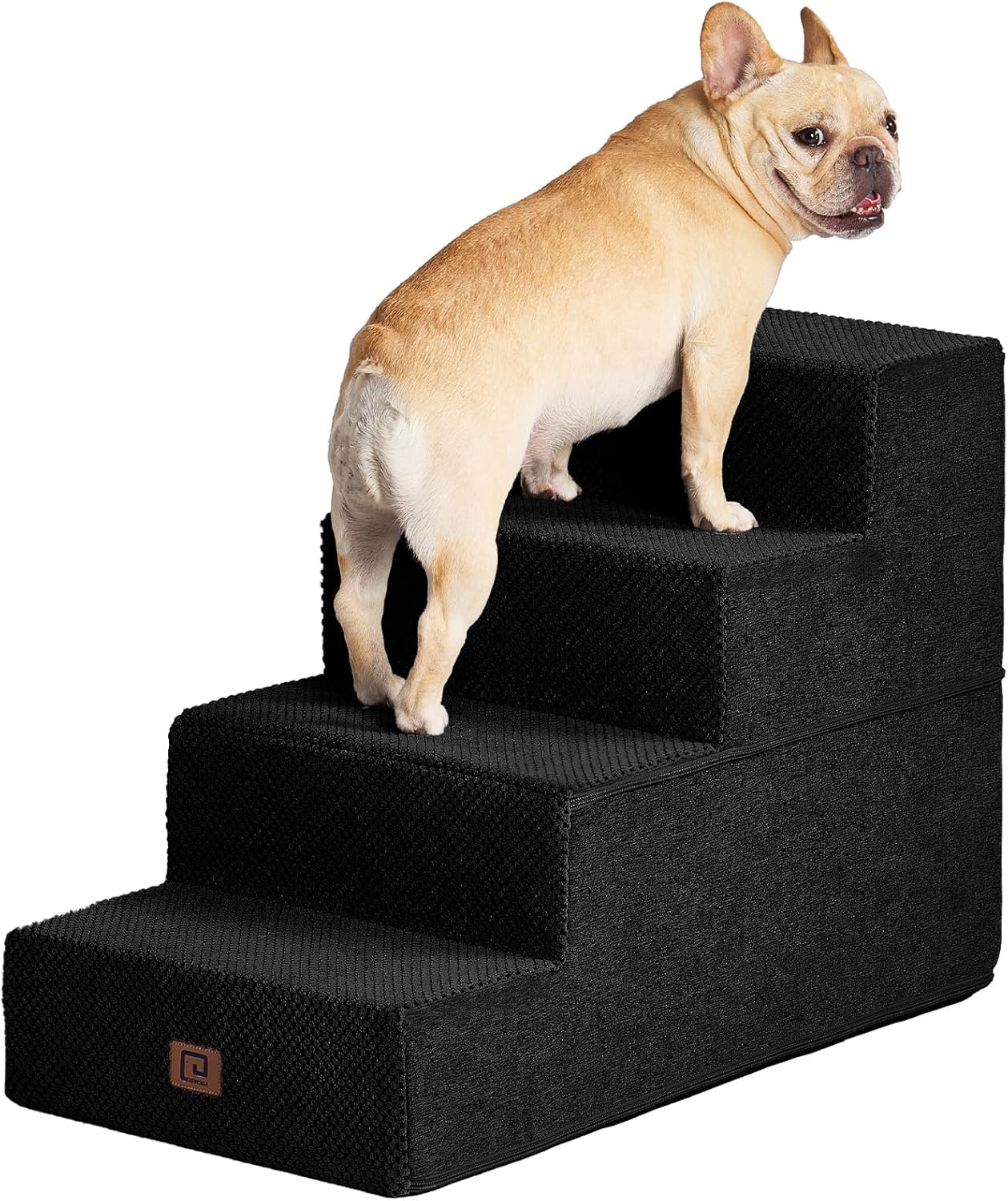 EHEYCIGA Dog Stairs for Bed 20" H, 4-Step Extra Wide Dog Steps for High Bed, Pet Steps for Small Dogs and Cats, Non-Slip Balanced Pet Ramp Indoor, Black
