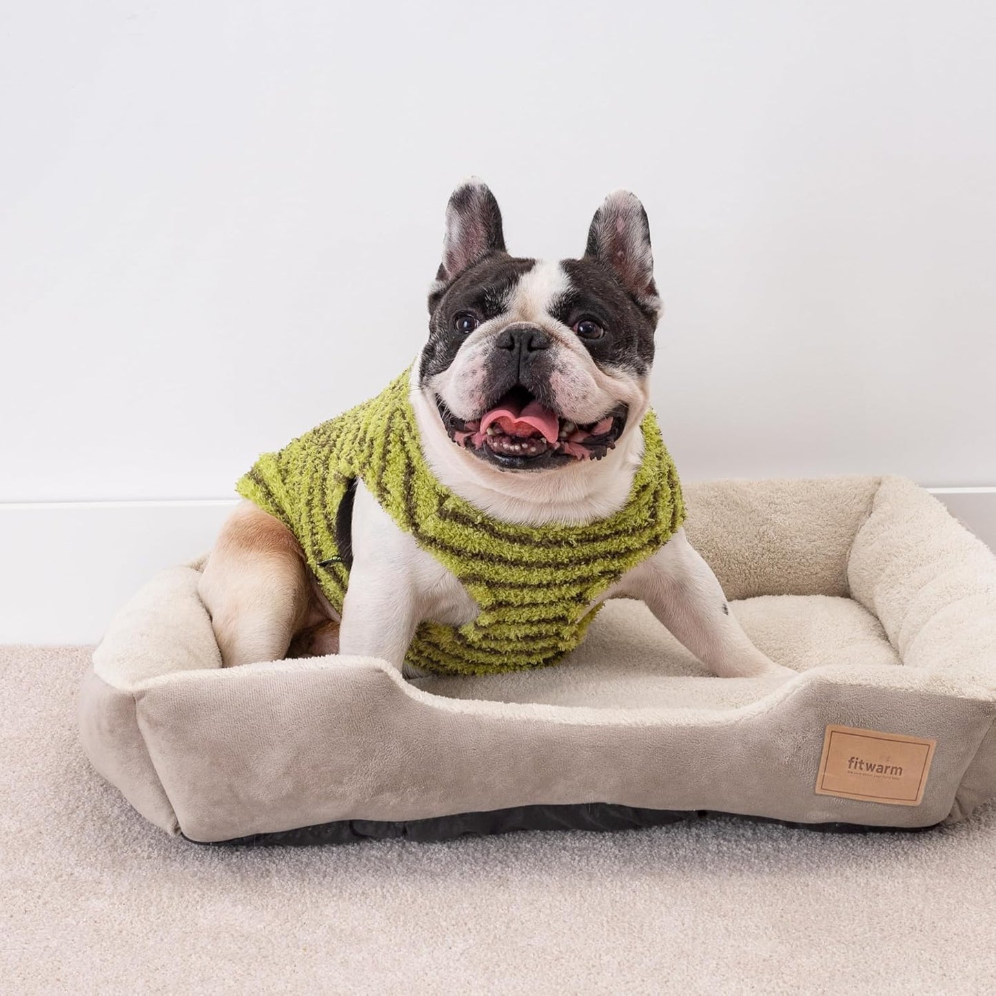 Fitwarm 2 Pack Striped Fleece Dog Sweater, Warm Winter Clothes for Small Dogs Boy Girl, Fuzzy Pet Outfit, Sky Blue, Olive Green, XXL