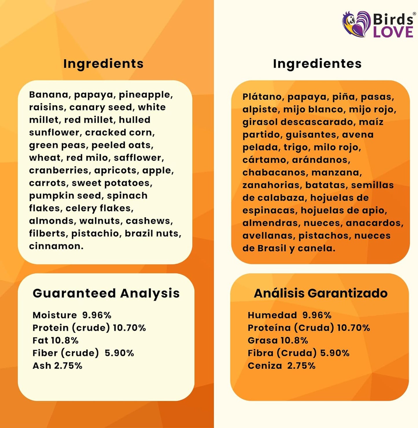 Birds LOVE All Natural Garden Blend Bird Food for Medium Birds - Cockatiels, Green Cheek Conures, Ringneck Parakeets and Small Quakers 4lb