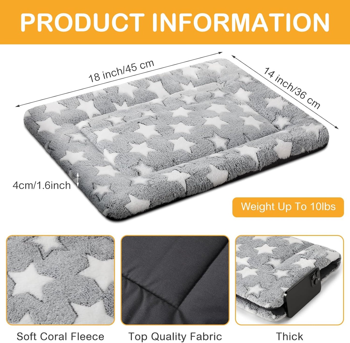 4 Pcs Washable Dog Crate Mat Kennel Pad Replaceable Reversible Pet Bed Pad for Crate Pet, Sleeping Mat for Small, Medium, Large Dog Machine Washable(18 x 14 x 1.6 Inch,Gray)