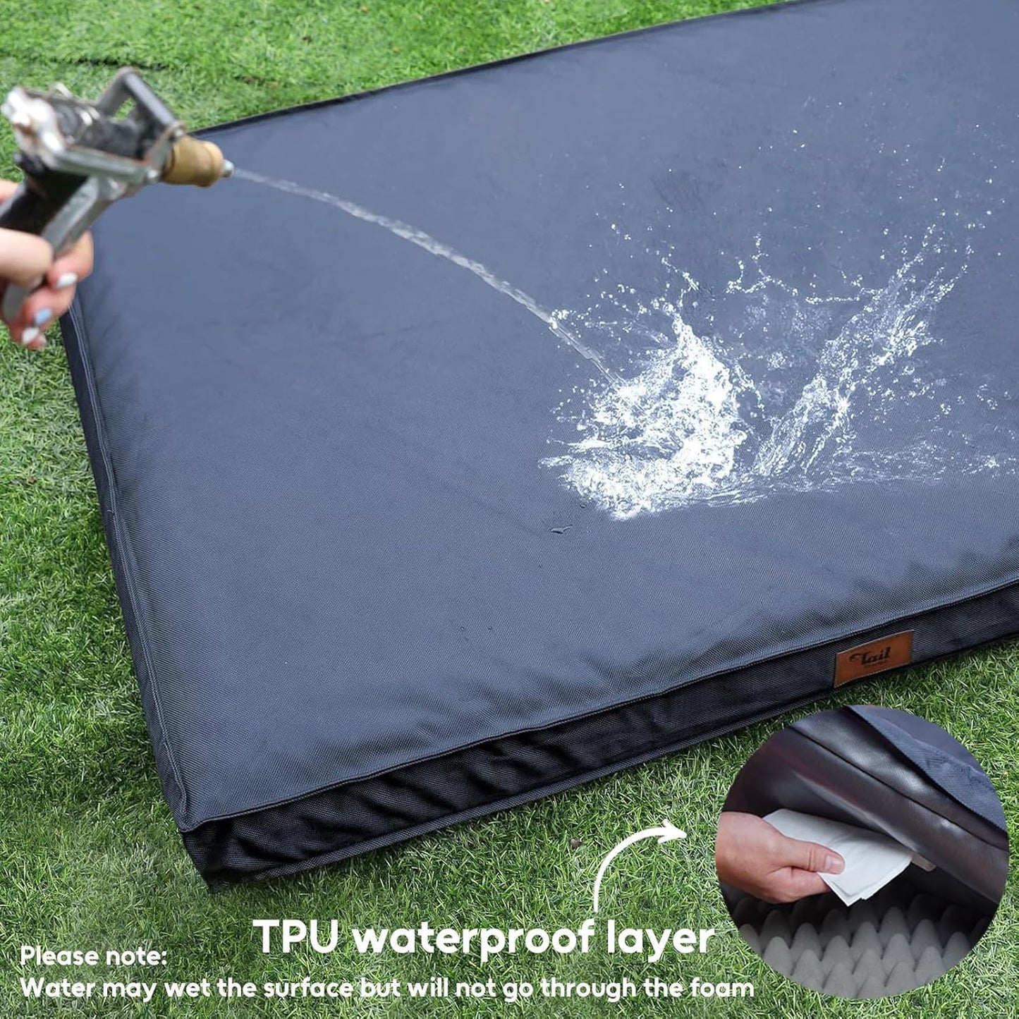 Outdoor Dog Bed for Small Dogs, Waterproof Dog Crate Bed for Small Dogs, Orthopedic Egg Crate Foam Puppy Beds with Washable and Removable Oxford Cover, Navy