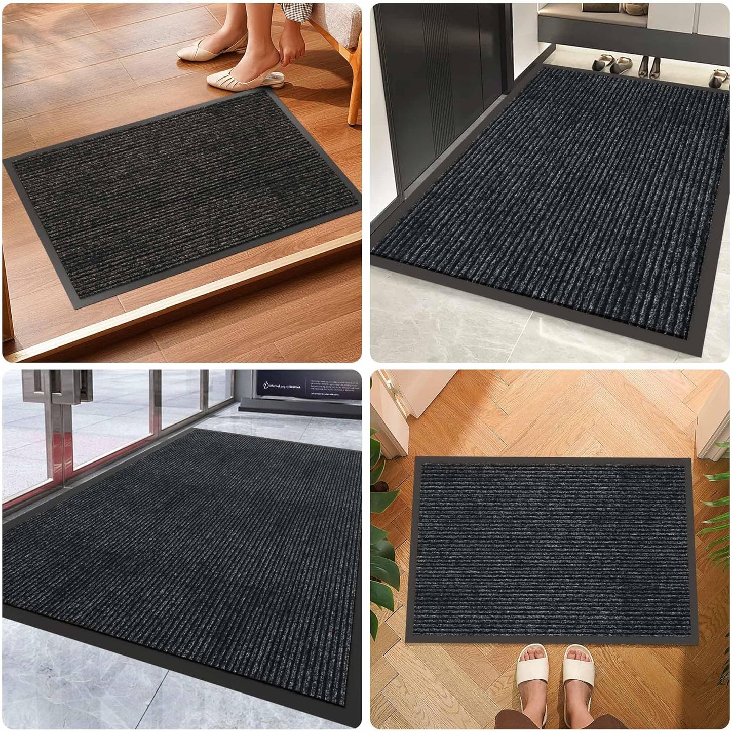 Indoor Outdoor Door Mat, 4’ x 2' Doormat for Entryway, Rubber Backing Non Slip Front Door Mat Outside Entrance, Super Absorbent Commercial Floor Mat for Home Office