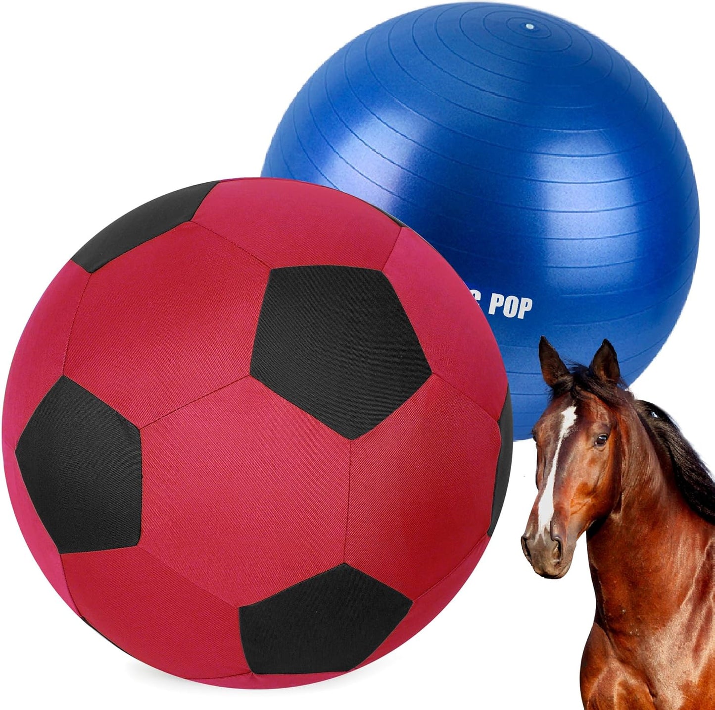 Herding Ball for Horse Ball & Cover 40" Large for Play Herding Ball Horse Toys for Horse (Red & Black)
