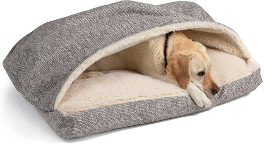 Snoozer Pet Products Luxury Rectangle Cozy Cave Dog Bed with Microsuede, Showdog Collection, Medium, Merlin Linen
