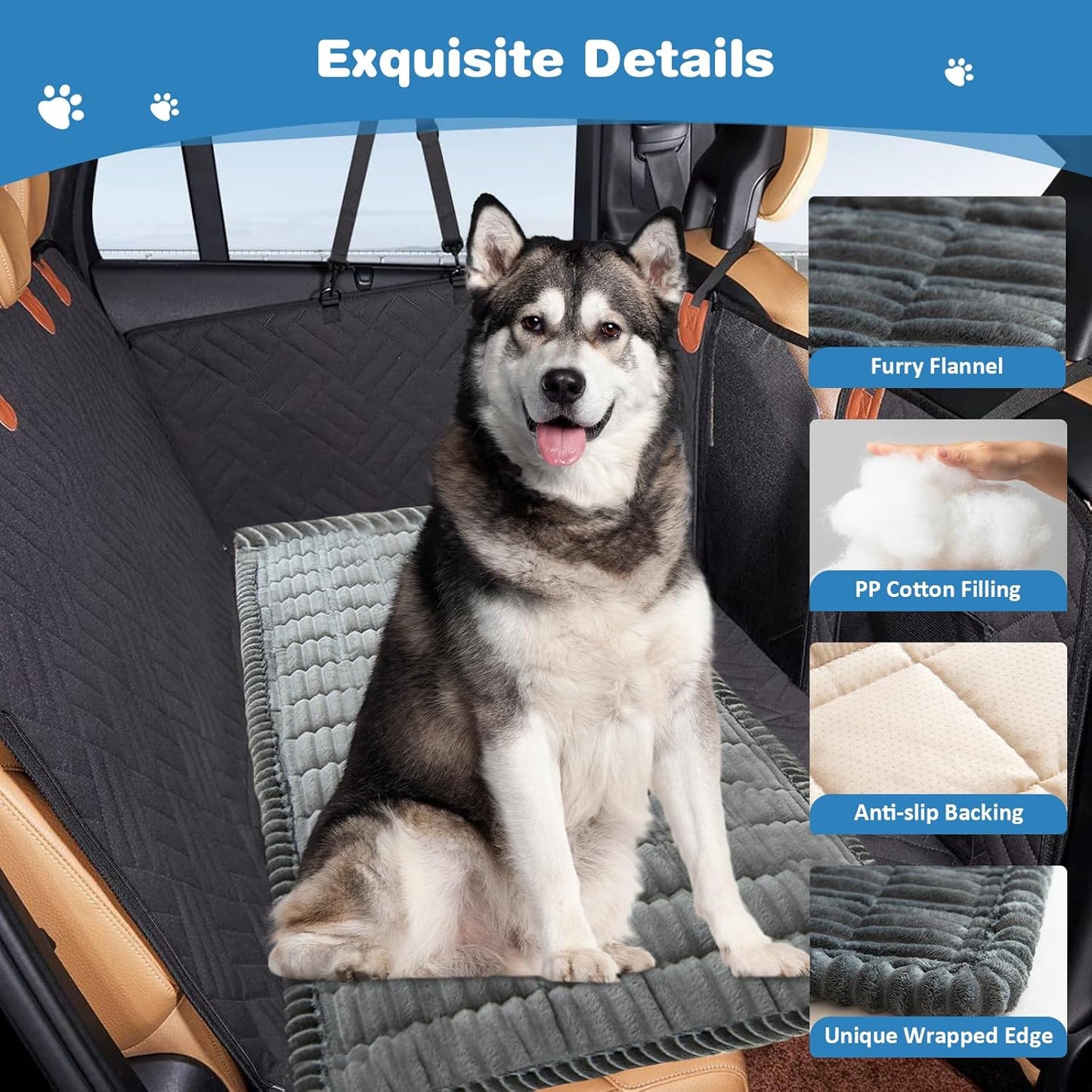 VClife Dog Bed for Car Backseat Anti Slip Pet Travel Bed, Soft Furry Cat Pet Bed Mat Washable Seat Cover for Car, Floor, Sofa, Portable Blanket, Custom Fit for Backseat Extender (Dark Gray, 59"×27.6")