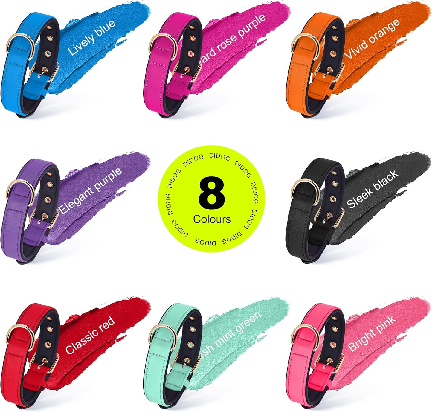 Didog Soft Padded Dog Collars for Small Dogs, Lightweight and Breathable Dog Collar with Metal Buckle, Orange, M