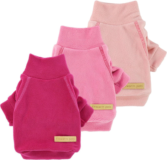 Fitwarm Classic Fleece Dog Sweater, Turtleneck Sweatshirt, Winter Clothes - Small Dogs Girl, Cat Apparel - Pink, Rose, Baby Pink, XS