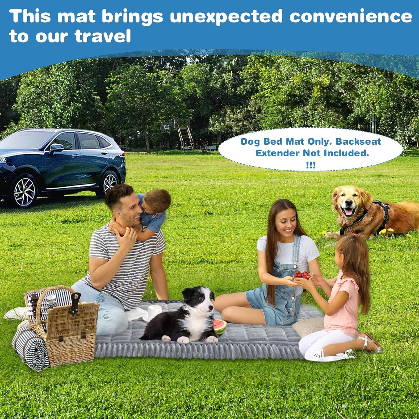 VClife Dog Car Seat Cover for Backseat Extender, Anti Slip Dog Bed Mat Travel Blanket, Pet Friendly Backseat Cover for Cars, SUVs, Small Trucks, Back Seat Extender Protector (Light Gray, 59"×27.6")