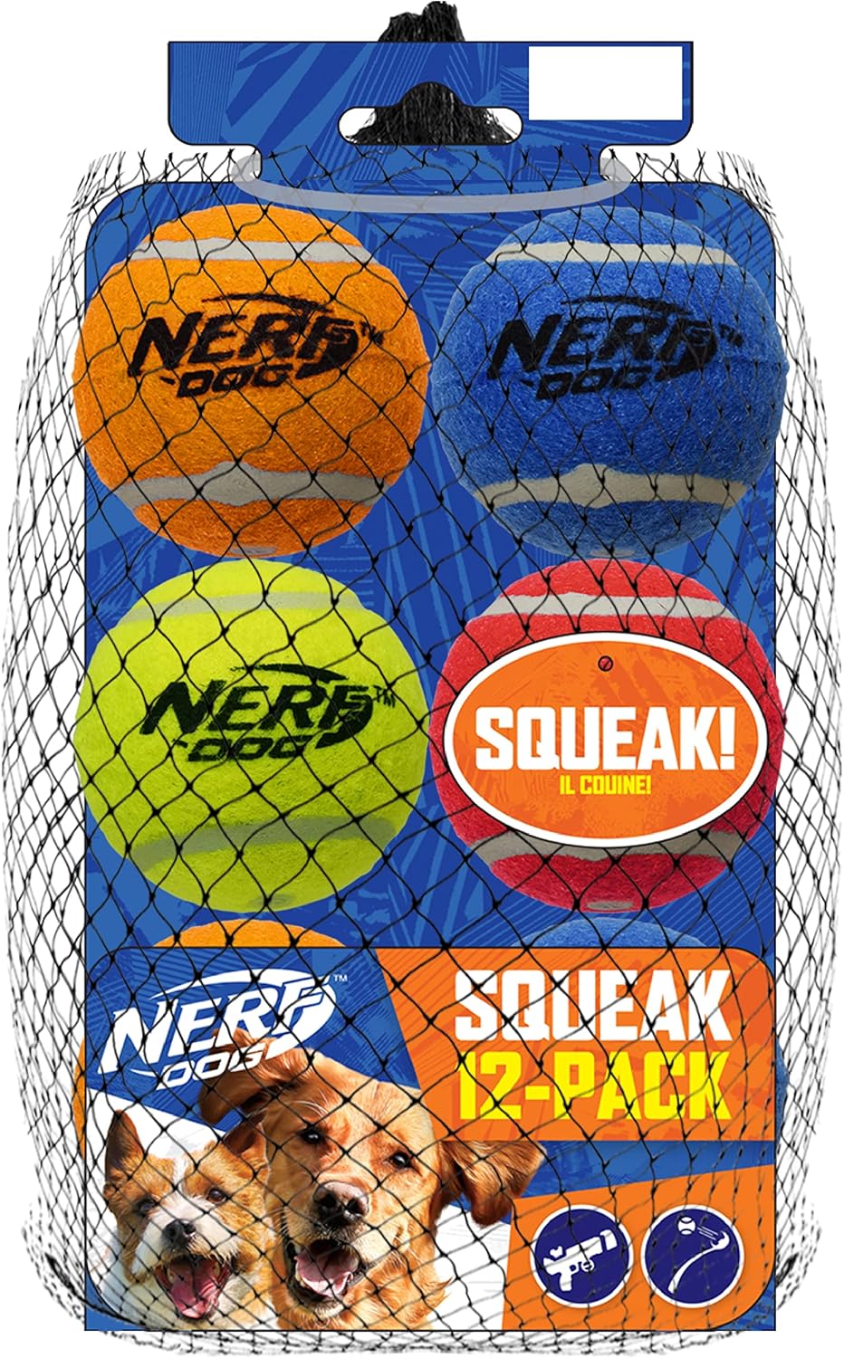 Nerf Dog 12-Piece Dog Toy Gift Set, Includes 2.5in Squeak Tennis Ball 12-Pack, Nerf Tough Material, Multicolored for All Breed Sizes