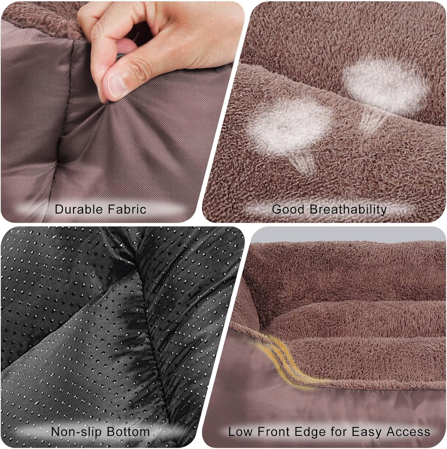 Dog Beds for Large Dogs, Breathable Dog Bed with Durable Fabric, Rectangle Washable Pet Bed, Warming Pet Bolster Couch