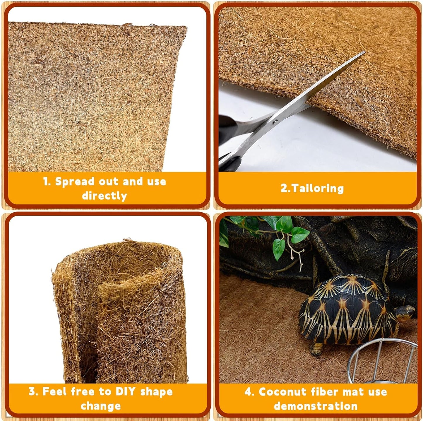 Hamiledyi 157x15.7in Reptile Carpet Coconut Fiber Substrate Large Coco Liner Roll Lizard Cage Mat Natural Coco Fiber Bedding for Bearded Dragon Turtles Iguana Tortoise Pad Garden Decoration