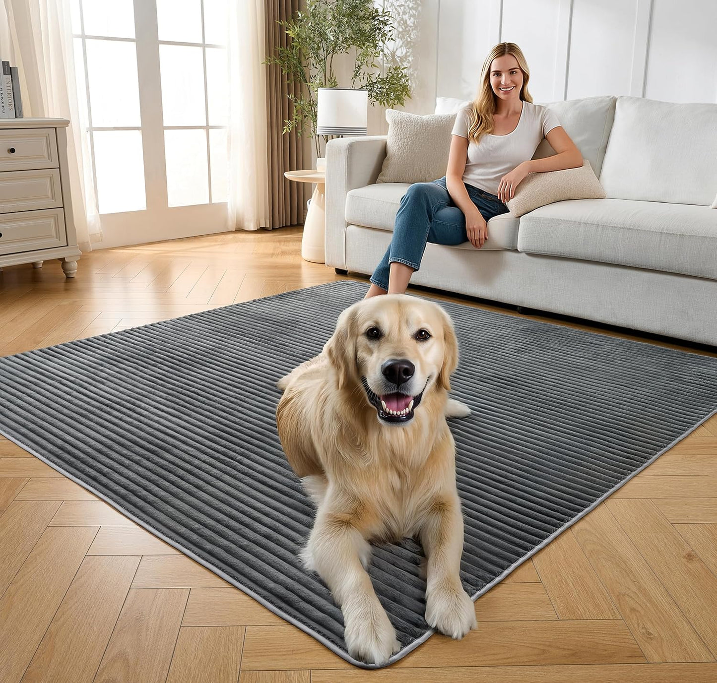 Flannel Washable Pee Pad for Dogs - 2 Pack Reusable Dog Pee Pads, Puppy Pads, Fast Absorb Pet Playpen Mat with Non-Slip Back, Waterproof Puppy Training Pad. (Dark Grey, 24" X 36")