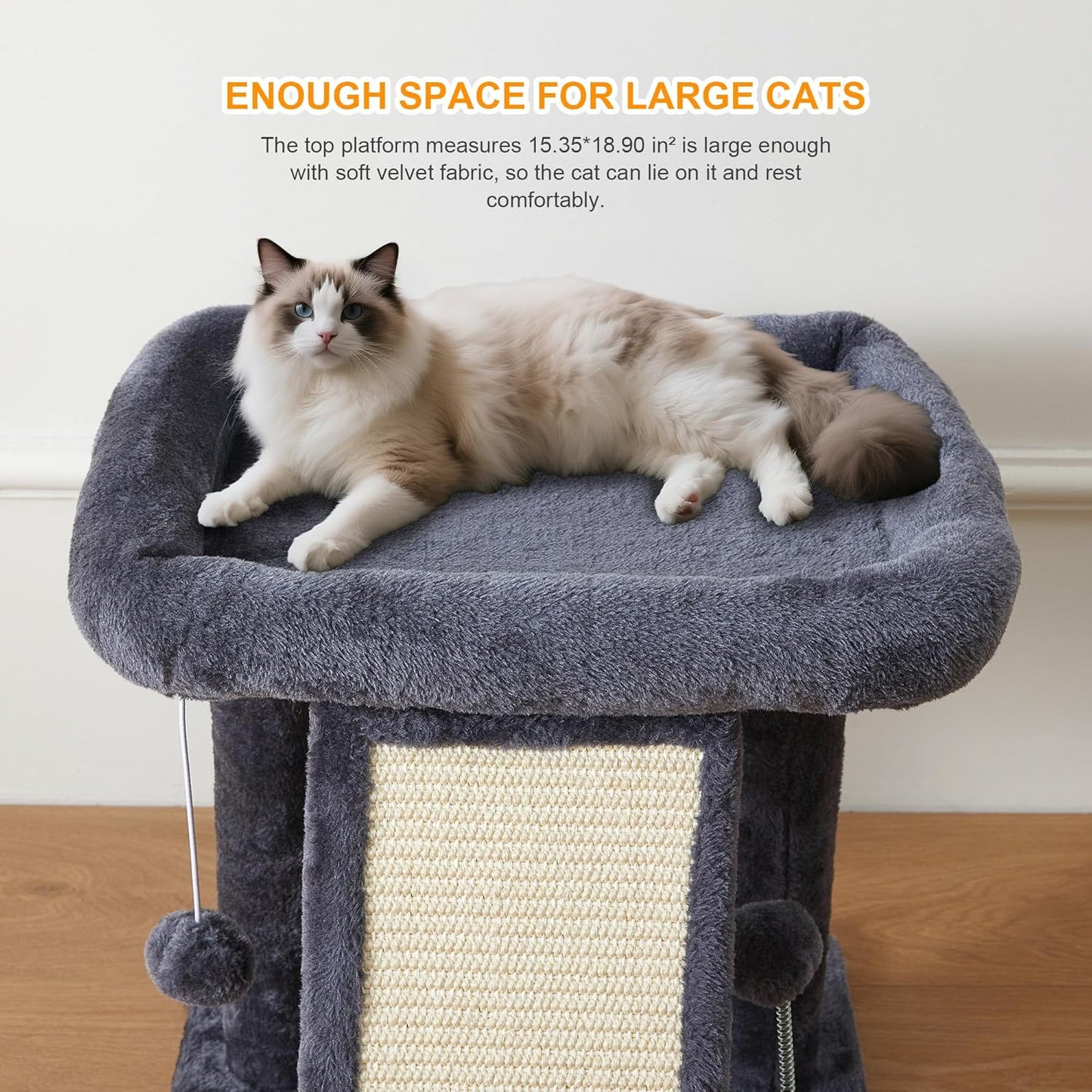 17.7-inch Small Cat Tree Tower with Scratching Post for Indoor Cats,Grey