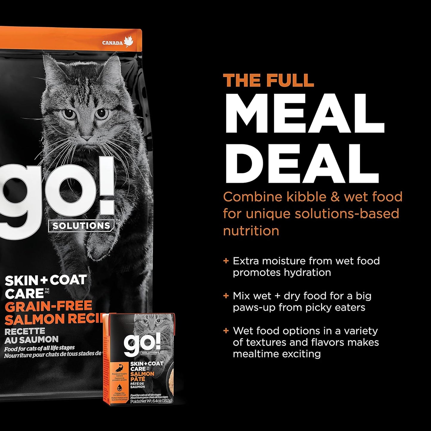 Go! Solutions Skin + Coat Care, Grain-Free Dry Cat Food, Salmon Recipe, 16 lb Bag