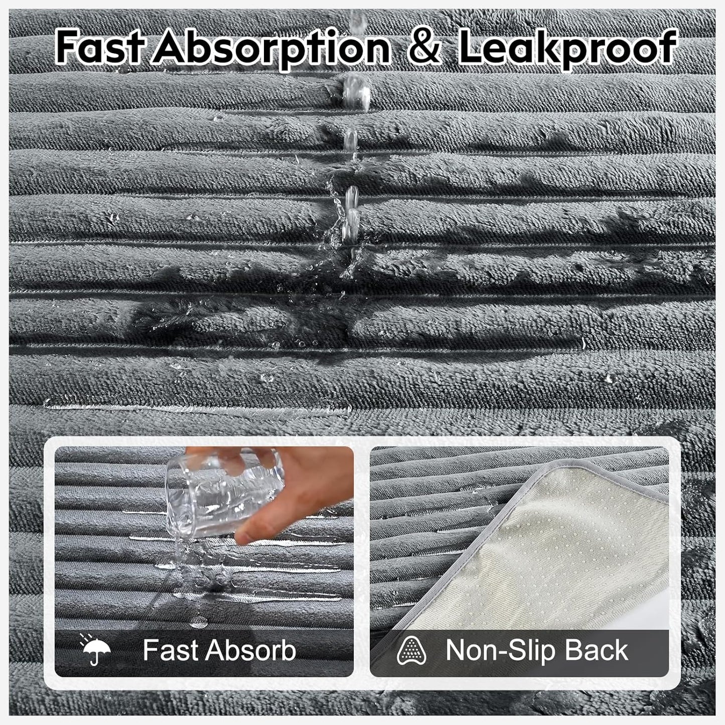 Flannel Washable Pee Pad for Dogs - 1 Pack Reusable Dog Pee Pads Extra Large, Fast Absorb Pet Playpen Mat with Non-Slip Back, Waterproof Puppy Training Pad. (Dark Grey, 72" X 72")