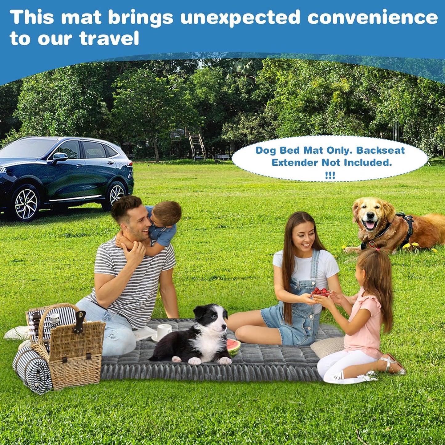 VClife Dog Bed for Car Backseat Anti Slip Pet Travel Bed, Soft Furry Cat Pet Bed Mat Washable Seat Cover for Car, Floor, Sofa, Portable Blanket, Custom Fit for Backseat Extender (Dark Gray, 51"×23.6")